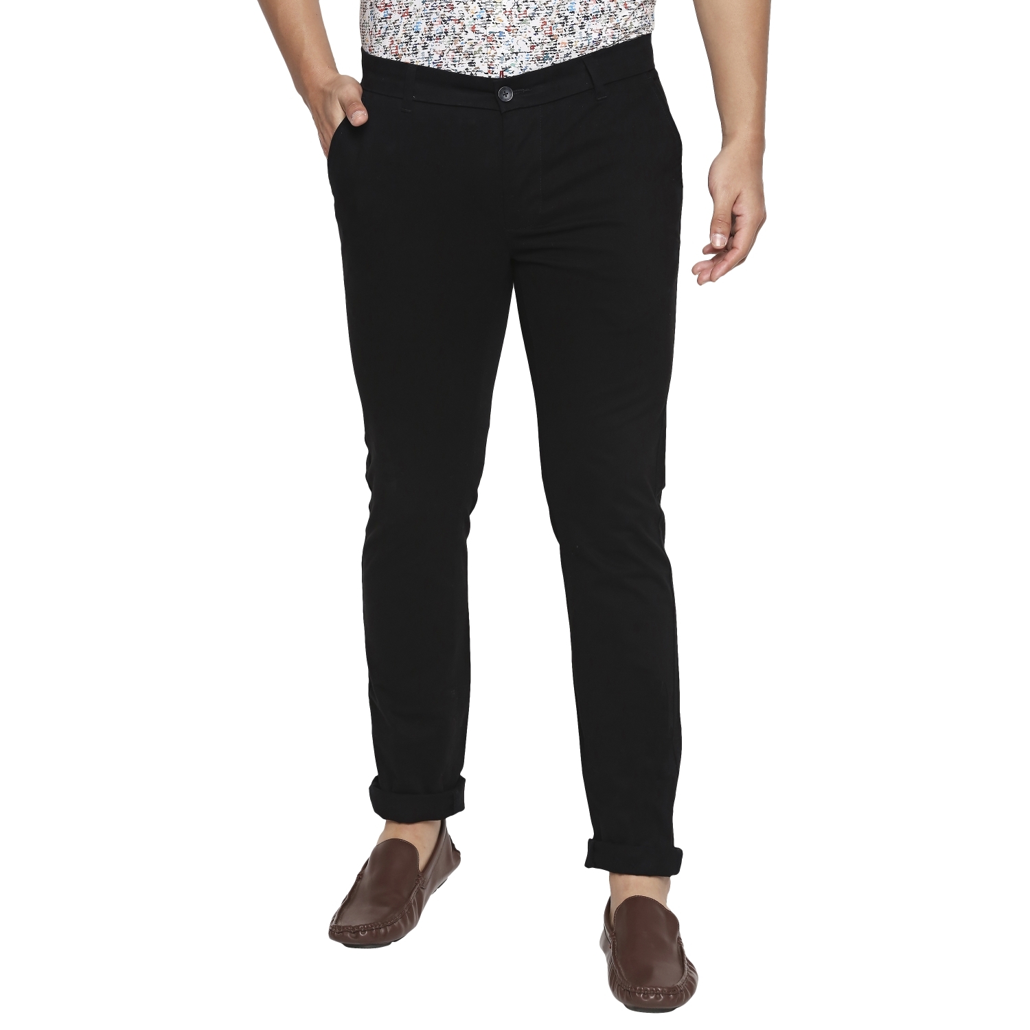 Basics | Men's Black Cotton Blend Solid Trouser 0
