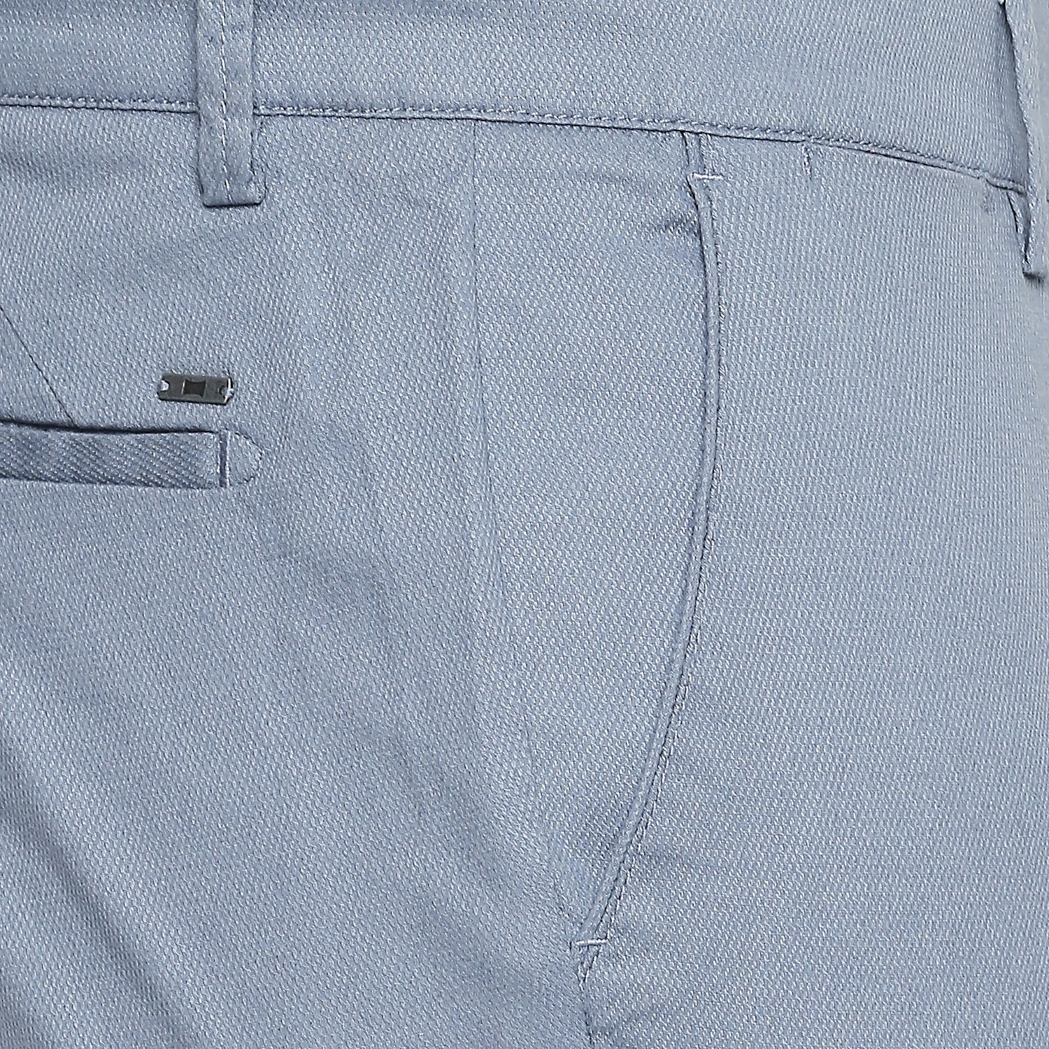 Basics | Men's Blue Cotton Blend Solid Trouser 3