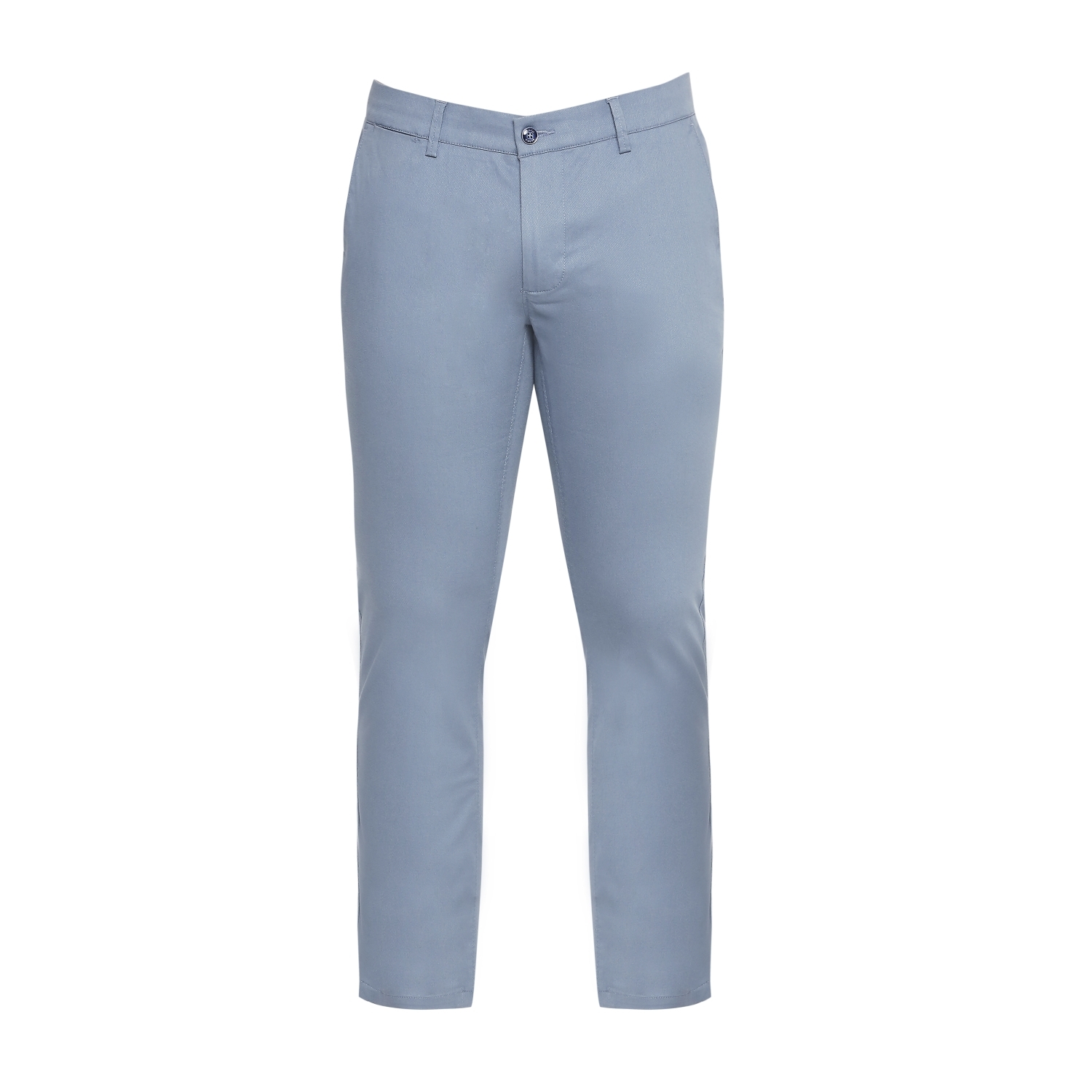 Basics | Men's Blue Cotton Blend Solid Trouser 5