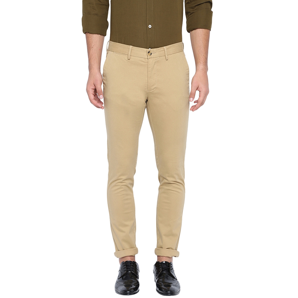 Basics | Men's Beige Cotton Blend Printed Trouser 0