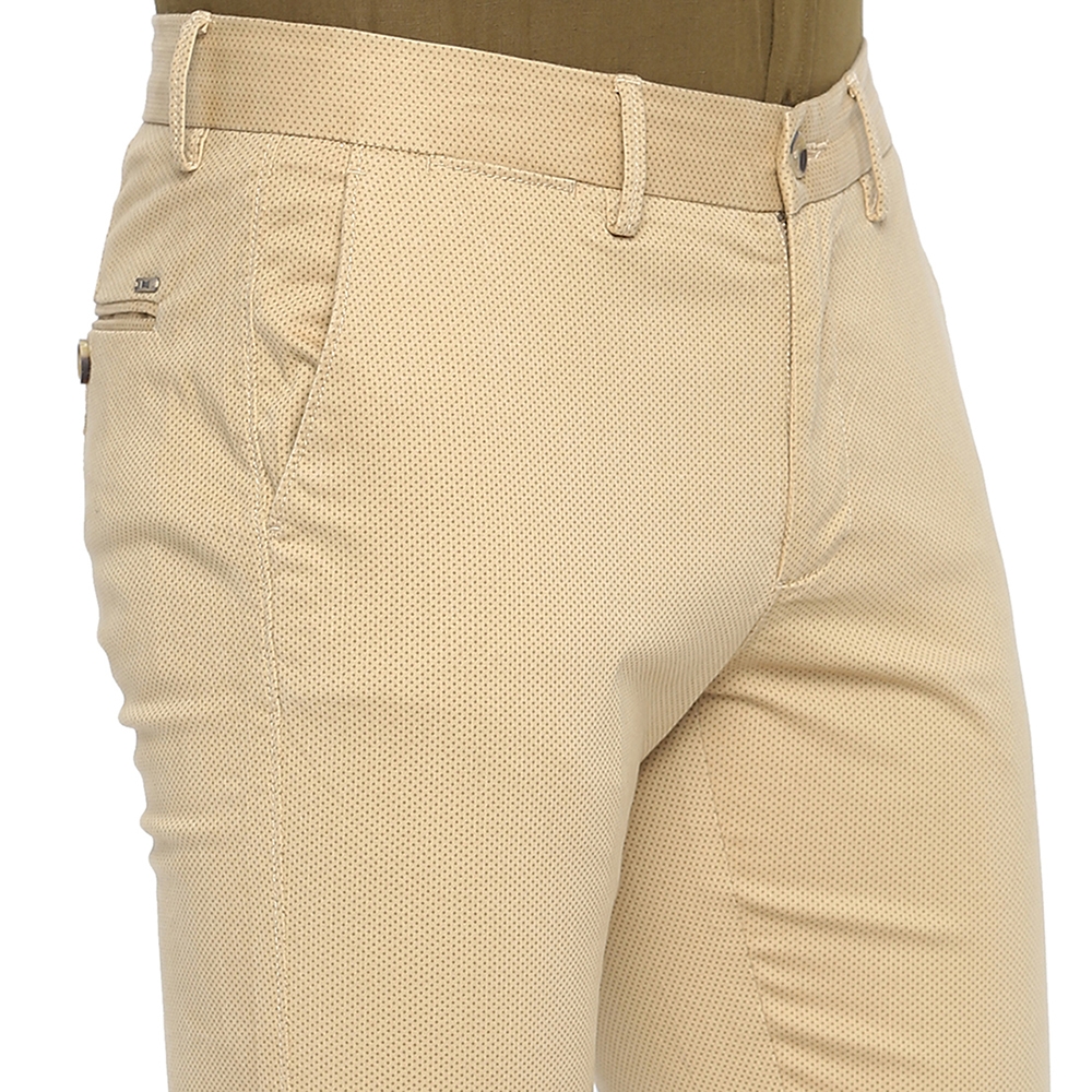 Basics | Men's Beige Cotton Blend Printed Trouser 3