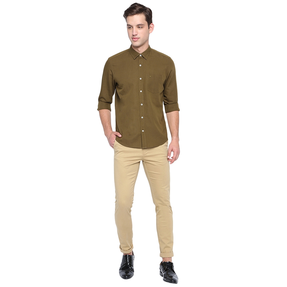 Basics | Men's Beige Cotton Blend Printed Trouser 4