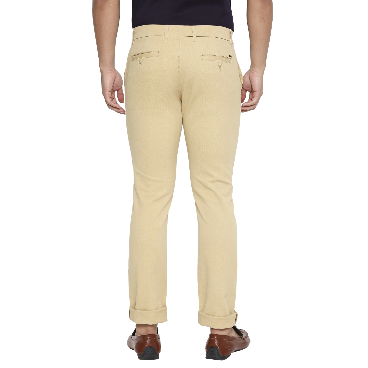 Basics | Men's Khaki Cotton Blend Solid Trouser 1