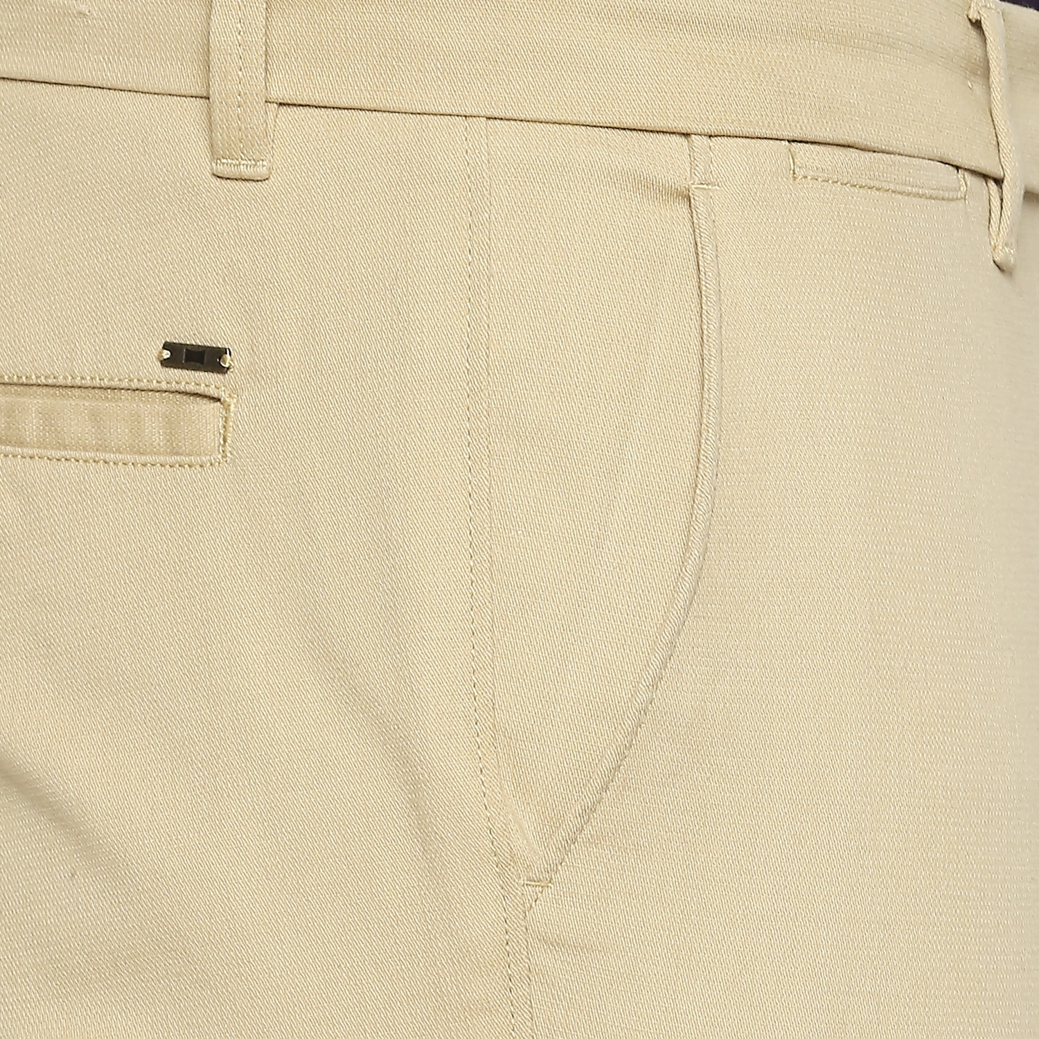 Basics | Men's Khaki Cotton Blend Solid Trouser 3