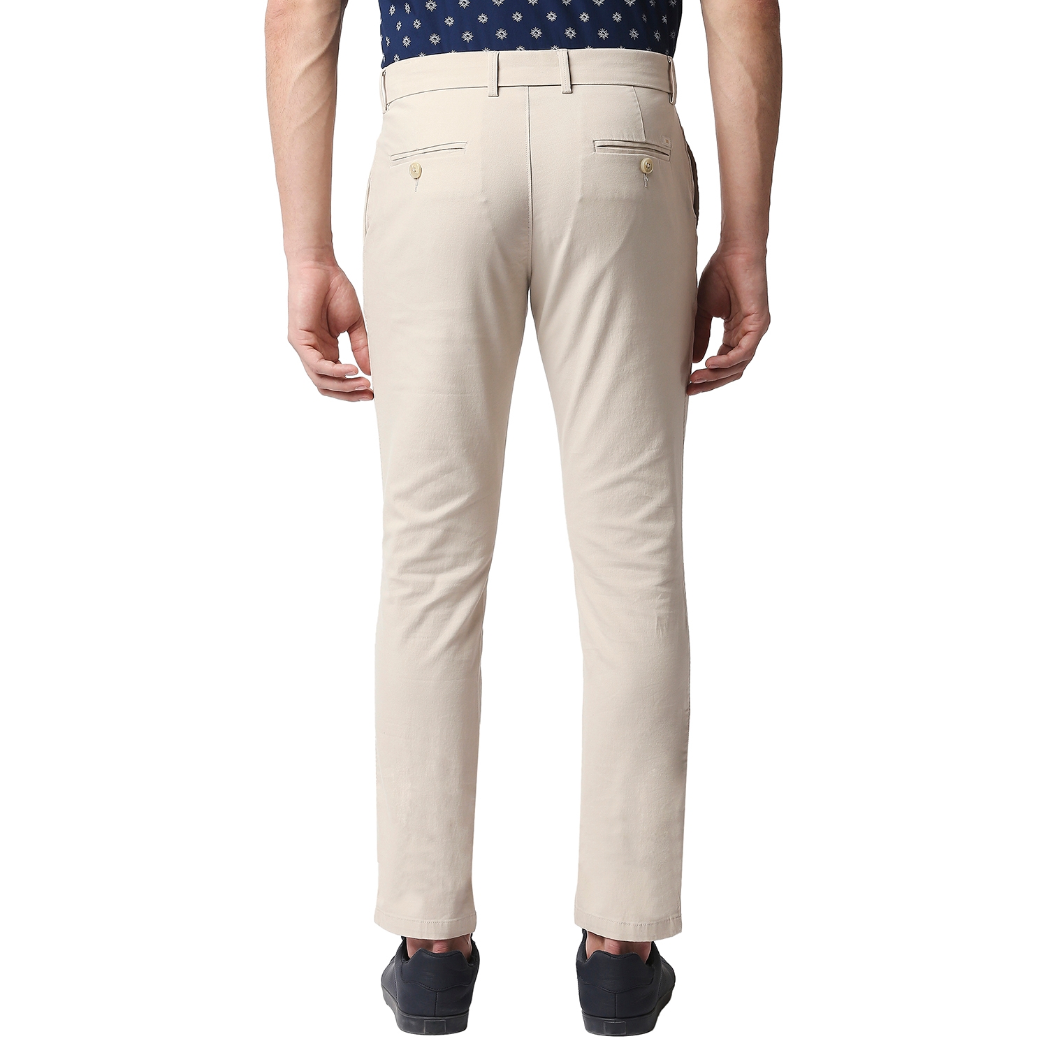 Basics | Men's Beige Cotton Blend Solid Trouser 1