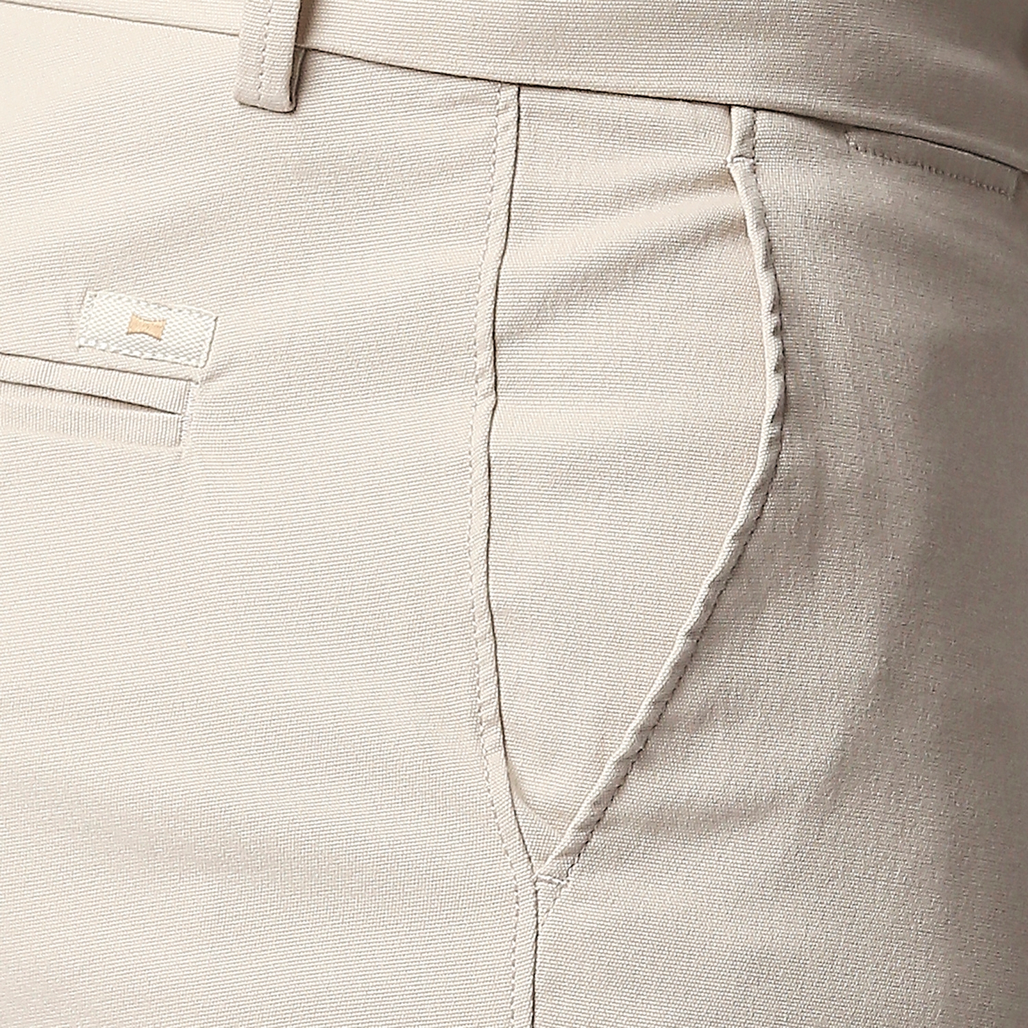 Basics | Men's Beige Cotton Blend Solid Trouser 3