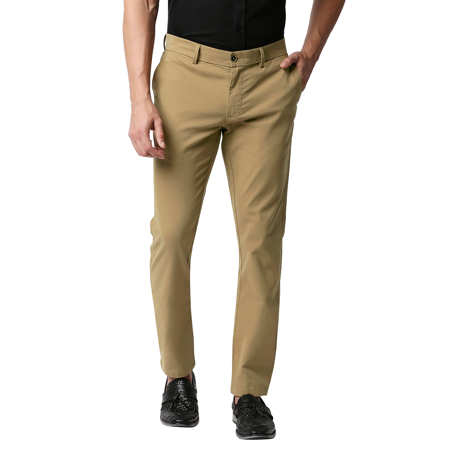 Buy MERCHANT MARINE Men Khaki Slim Fit Solid Cotton Trousers - Trousers for  Men 17612630 | Myntra