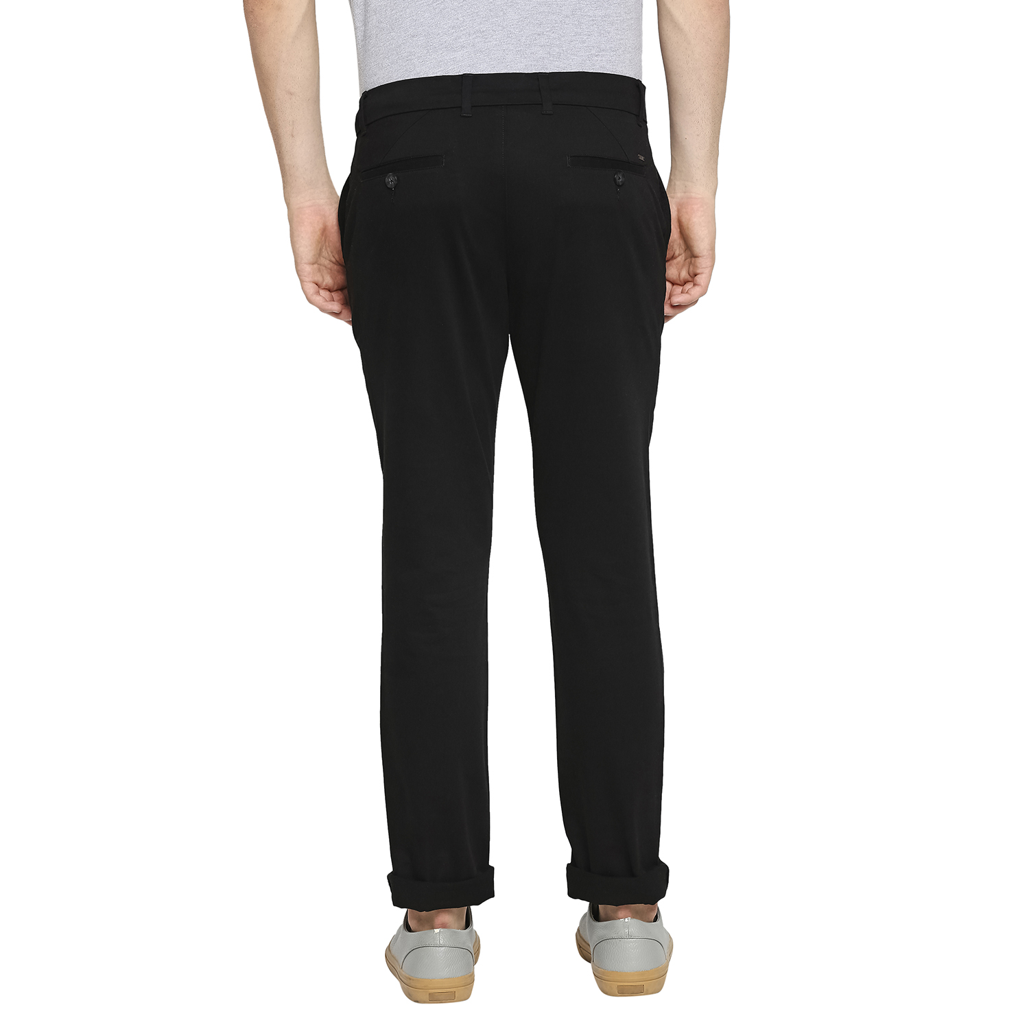 Men's Black Cotton Blend Solid Trouser