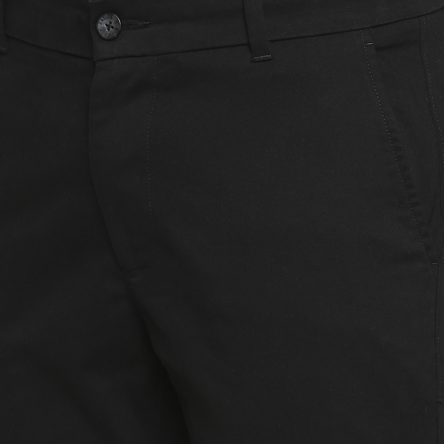 Men's Black Cotton Blend Solid Trouser