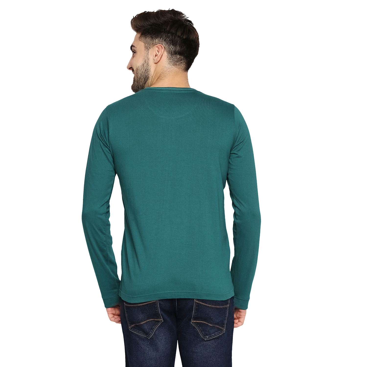 Basics | Men's Green Cotton Solid T-Shirt 1