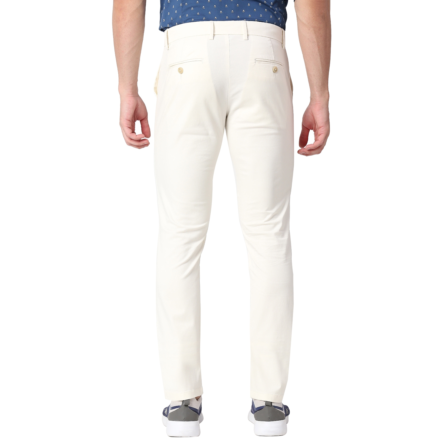 Basics | Men's Ecru Cotton Blend Solid Trouser 1