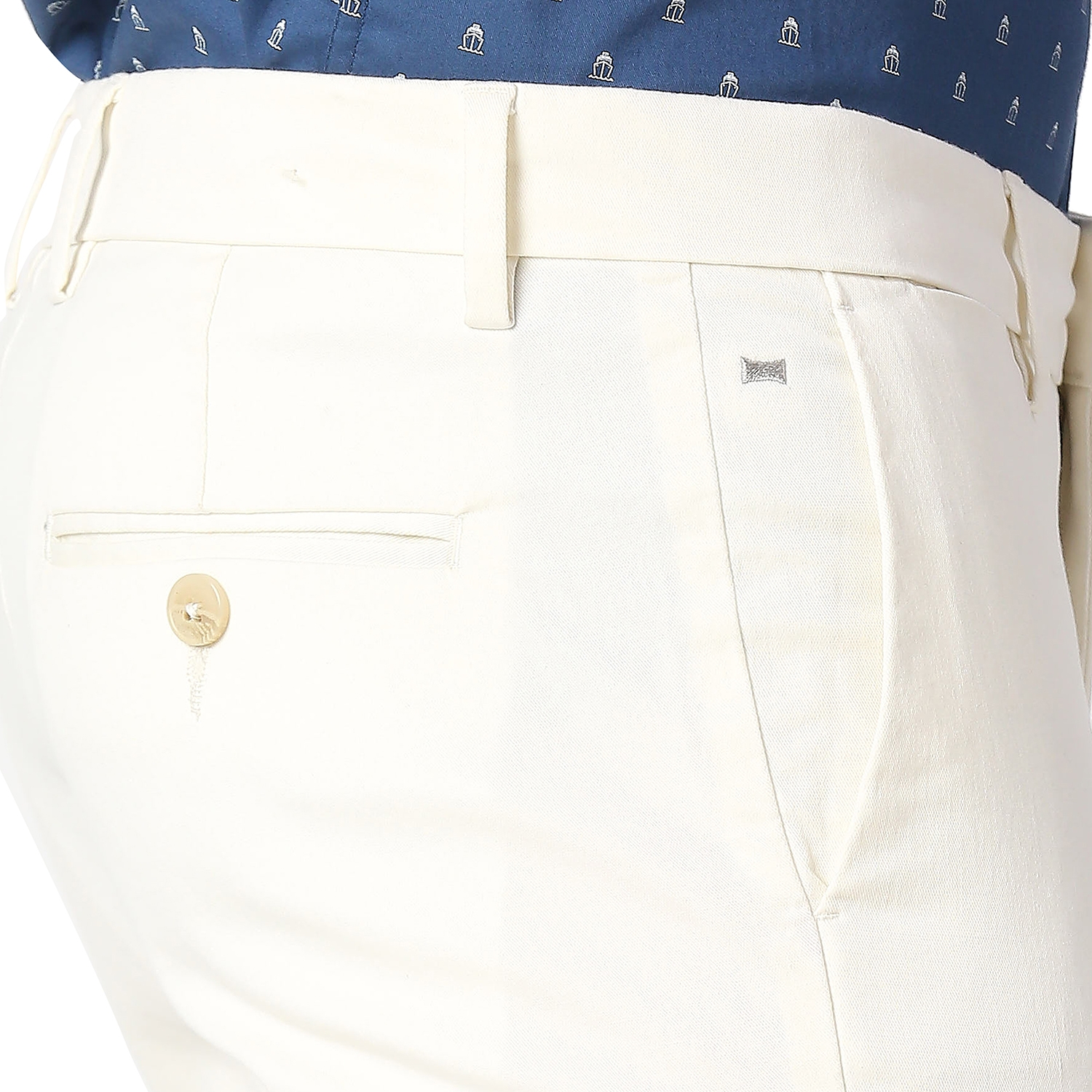 Basics | Men's Ecru Cotton Blend Solid Trouser 3