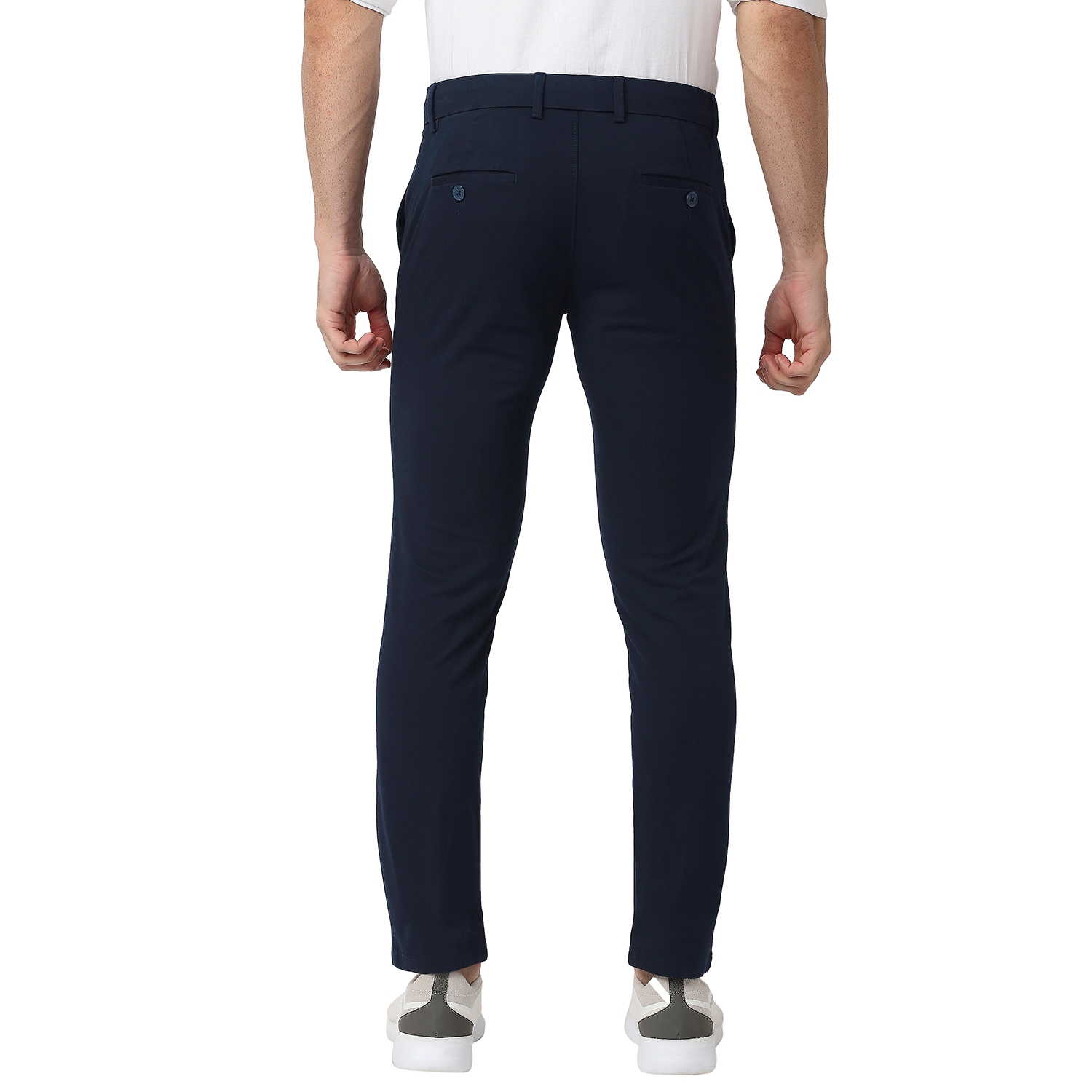 Basics | Men's Navy Cotton Blend Solid Trouser 1