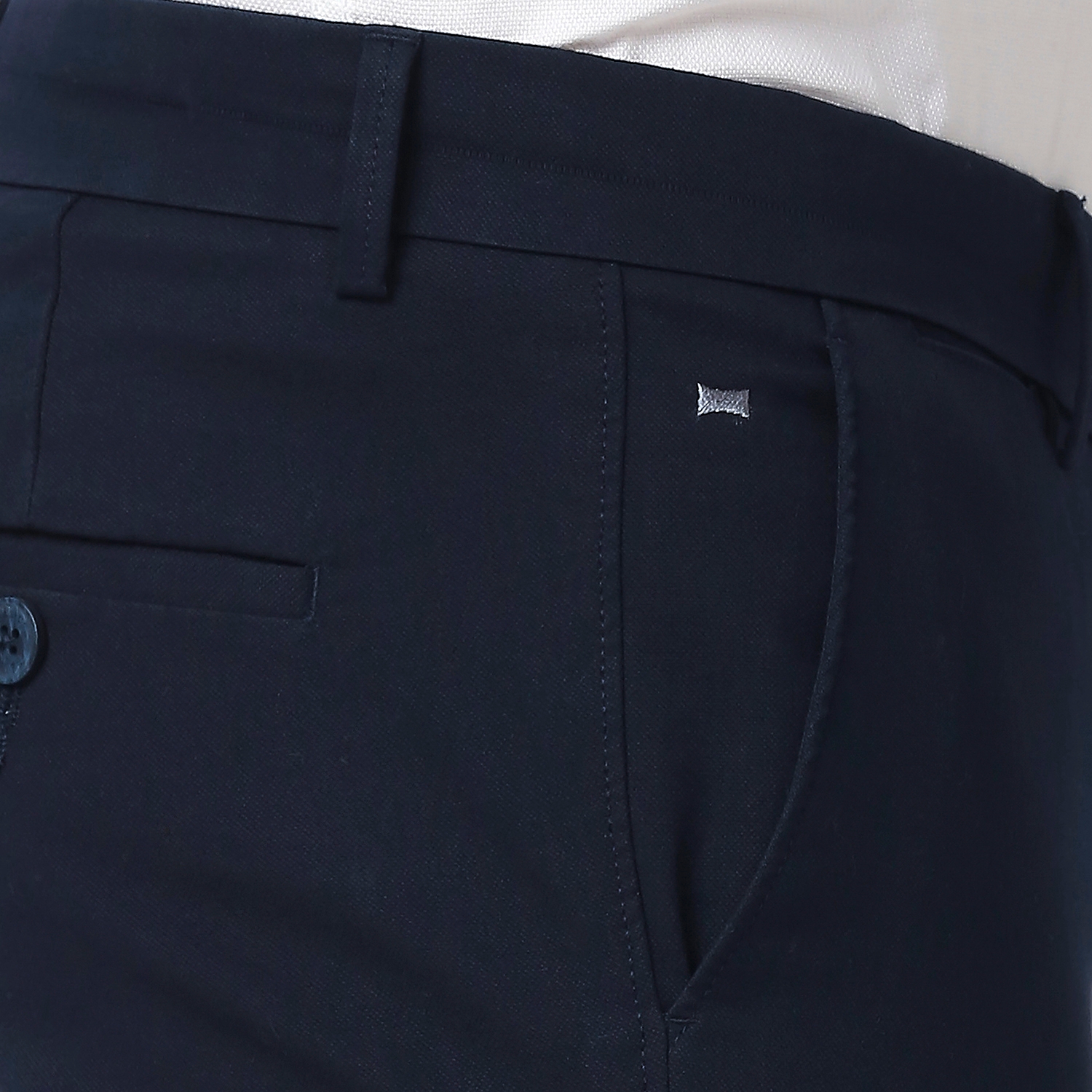 Basics | Men's Navy Cotton Blend Solid Trouser 3