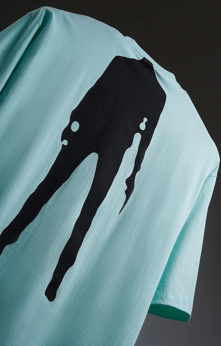 Unisex J Mafia Aqua Blue Printed Oversized T-Shirt