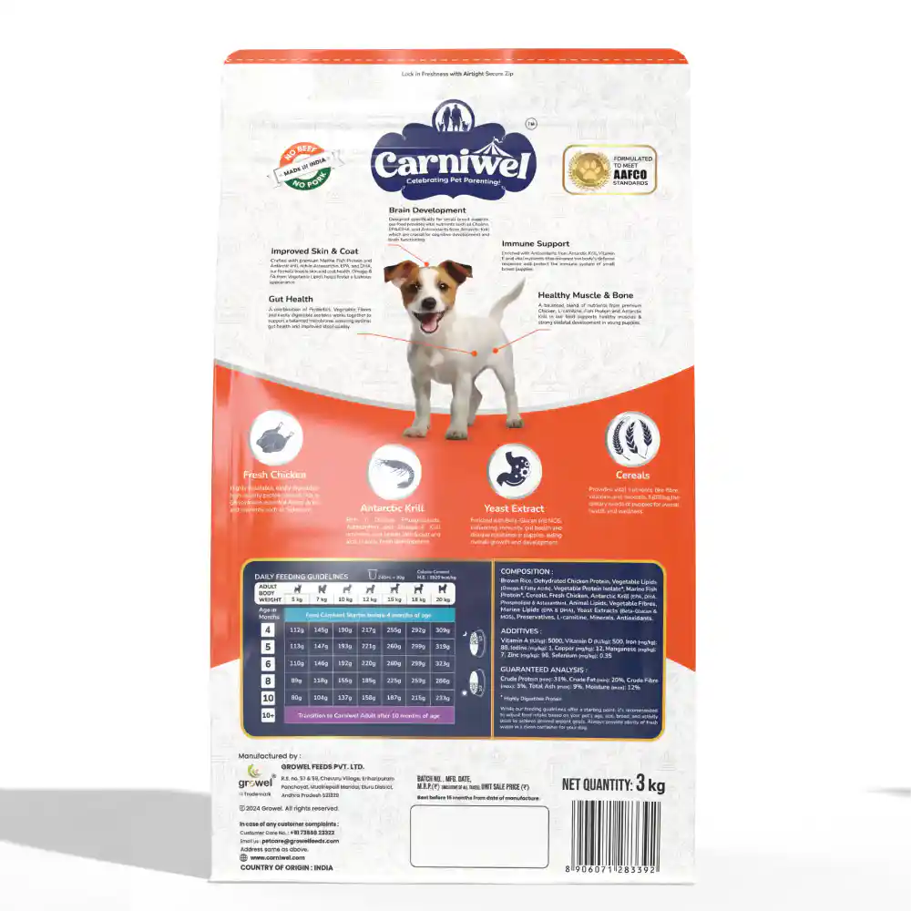 Carniwel Fresh Chicken Puppy Small dogs 1KG – (Best Before Feb’26)
