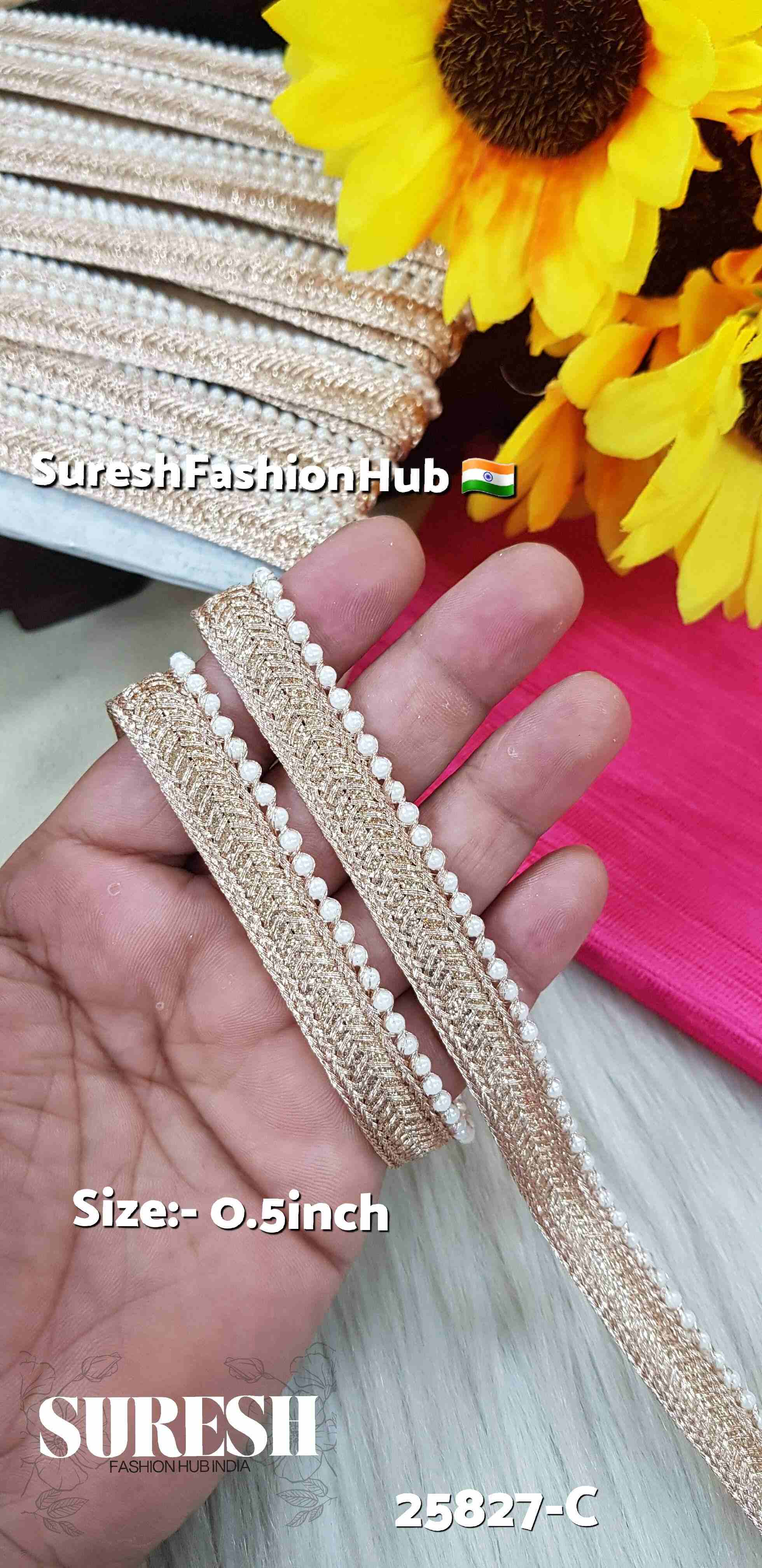 Rose Pearl Moti Jhalar Lace
