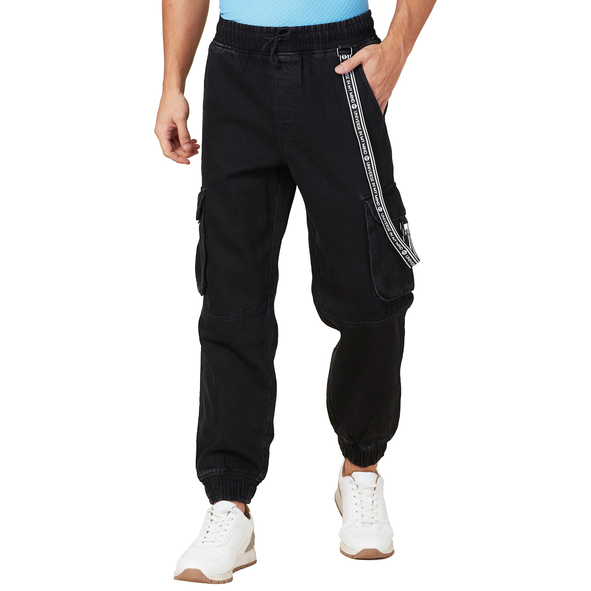 Being Human Men Black Solid Cargo