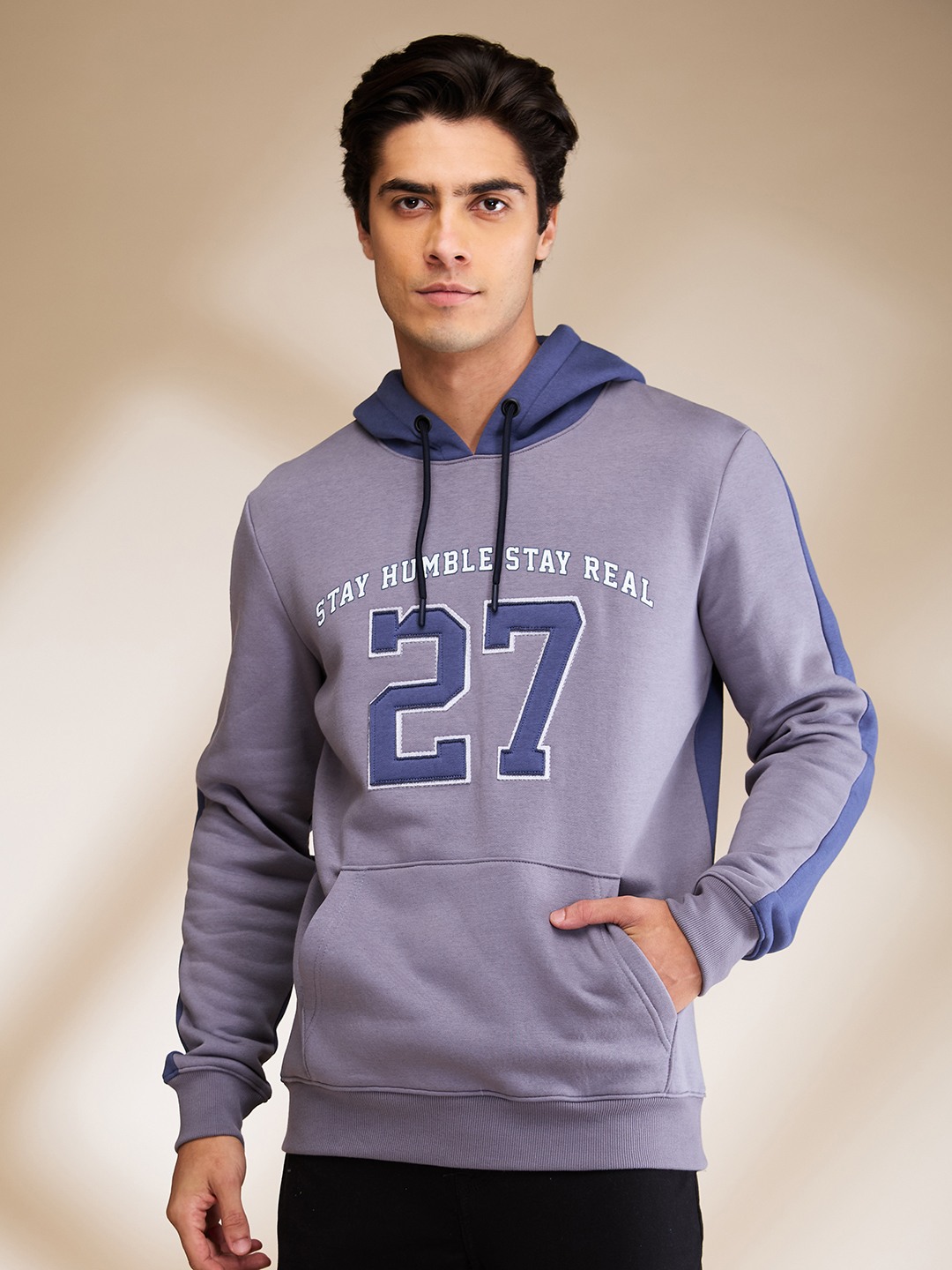Being Human Men Blue Numeric Hooded Neck Hoody