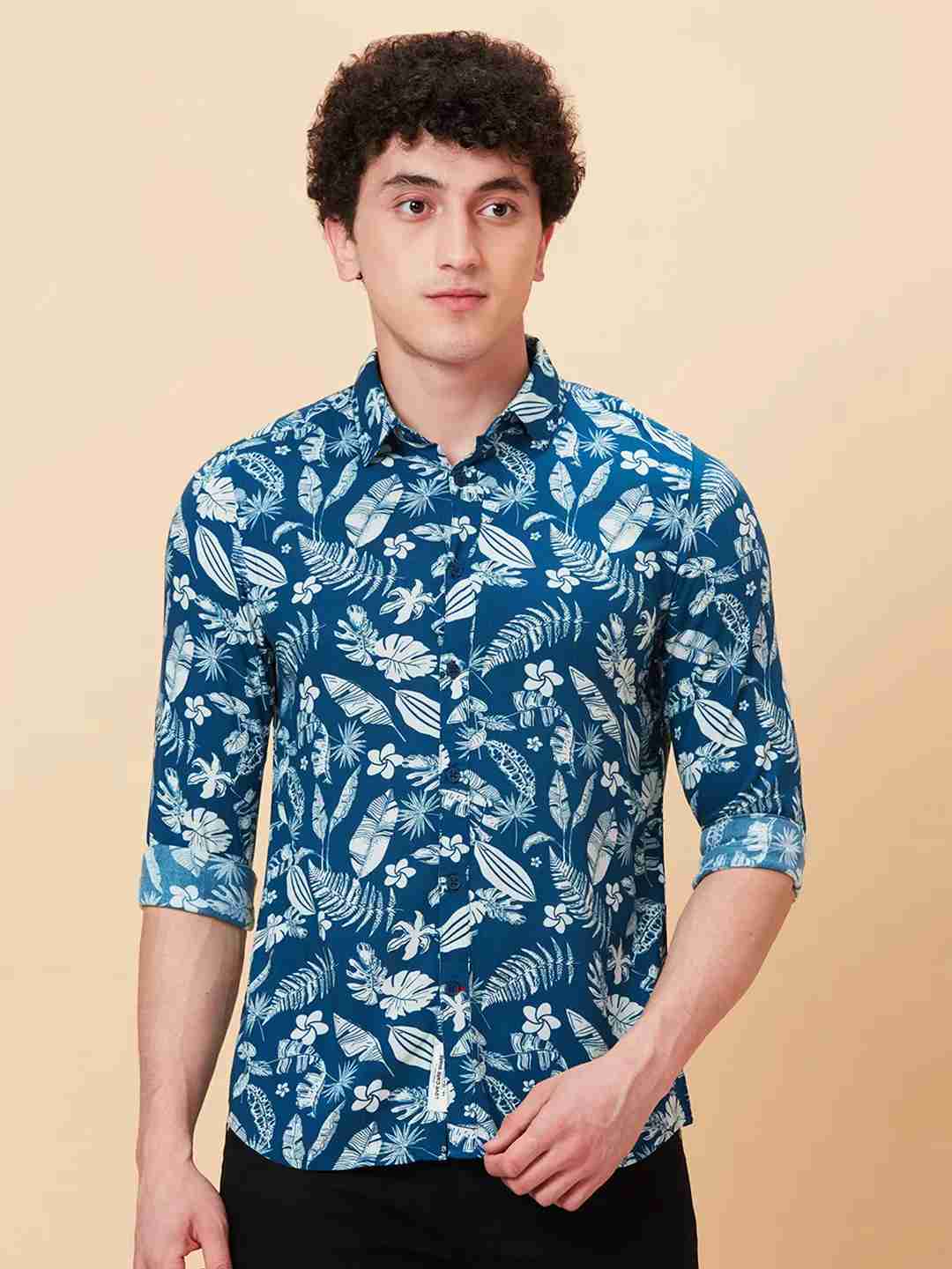 Being Human Men Slim Fit Shirts-Deep Ocean