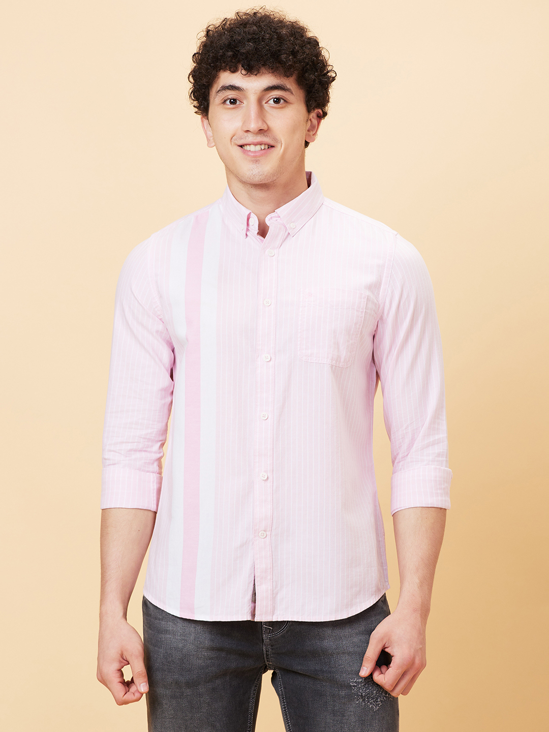 Being Human Men Slim Fit Shirts-Pink