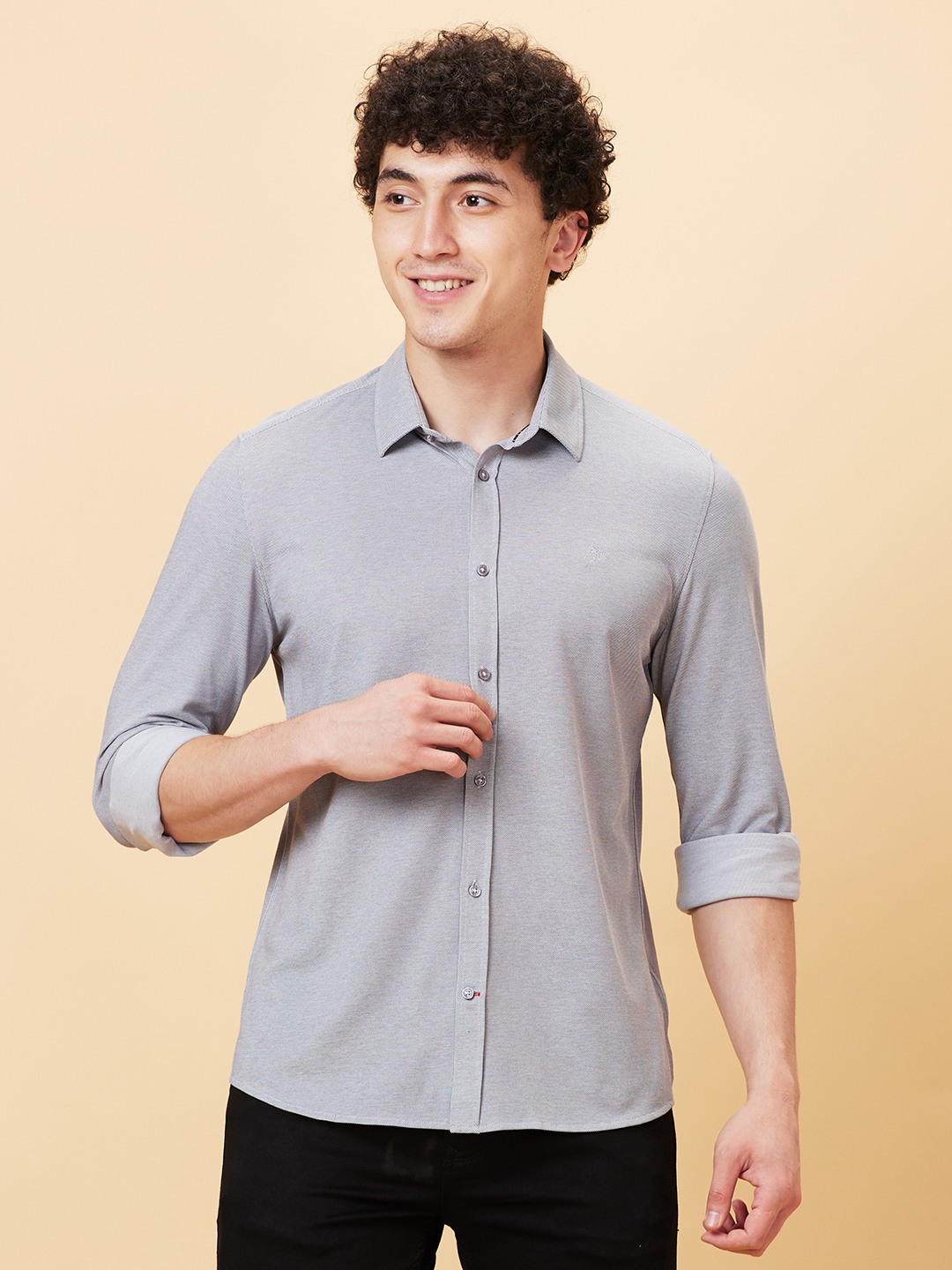 Being Human Men Slim Fit Shirts-Grey