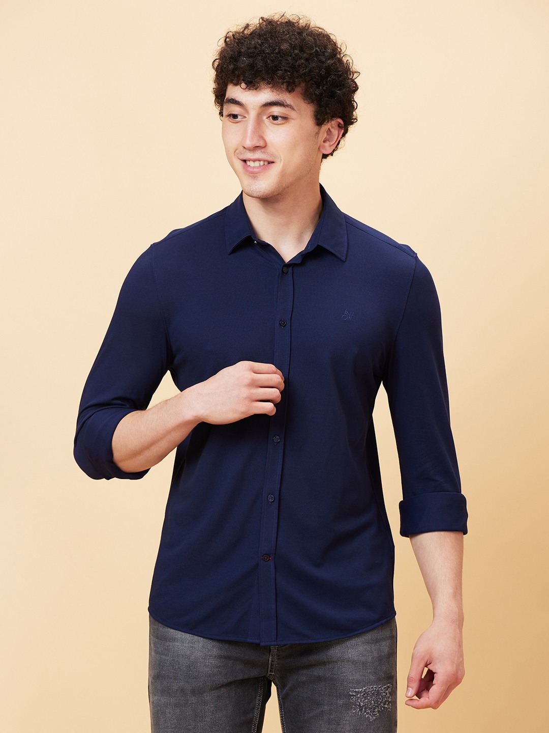 Being Human Men Slim Fit Shirts-Navy