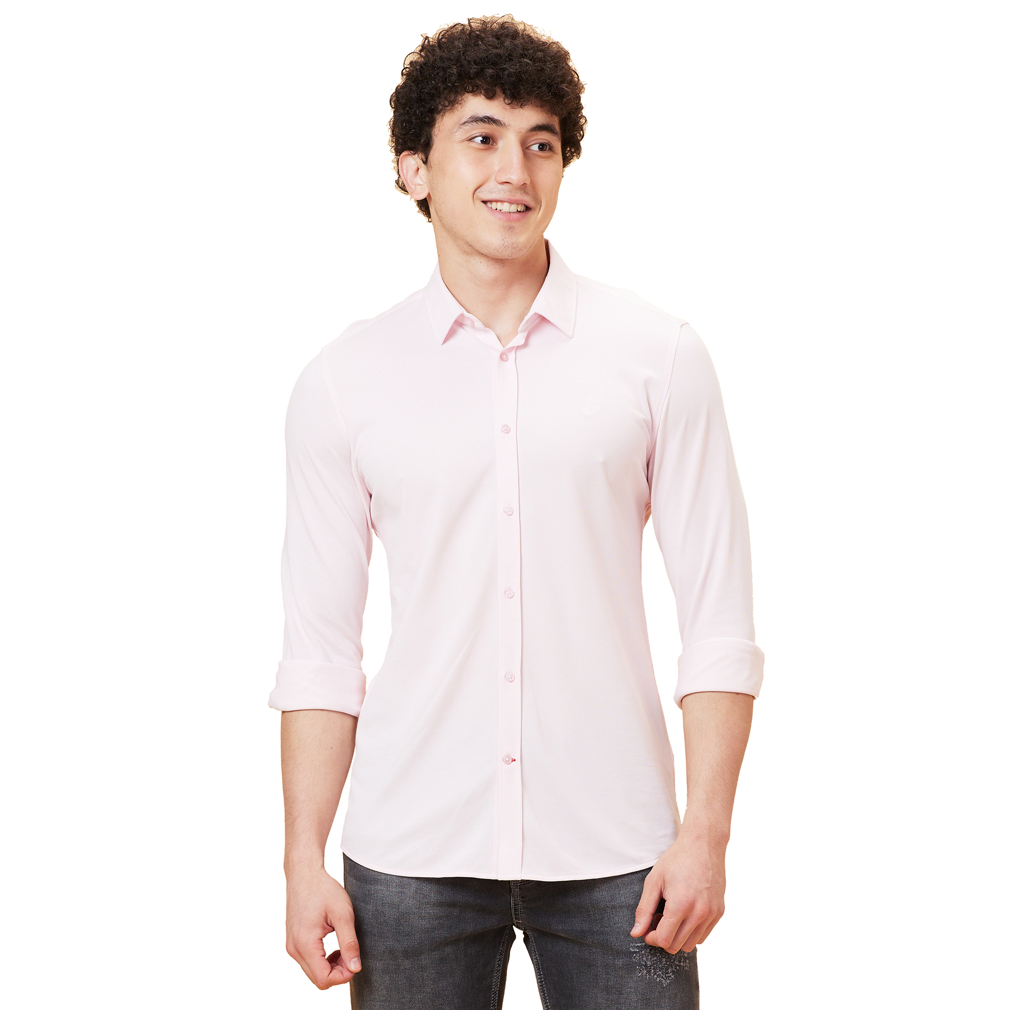 Being Human Men Slim Fit Shirts-Powder Pink