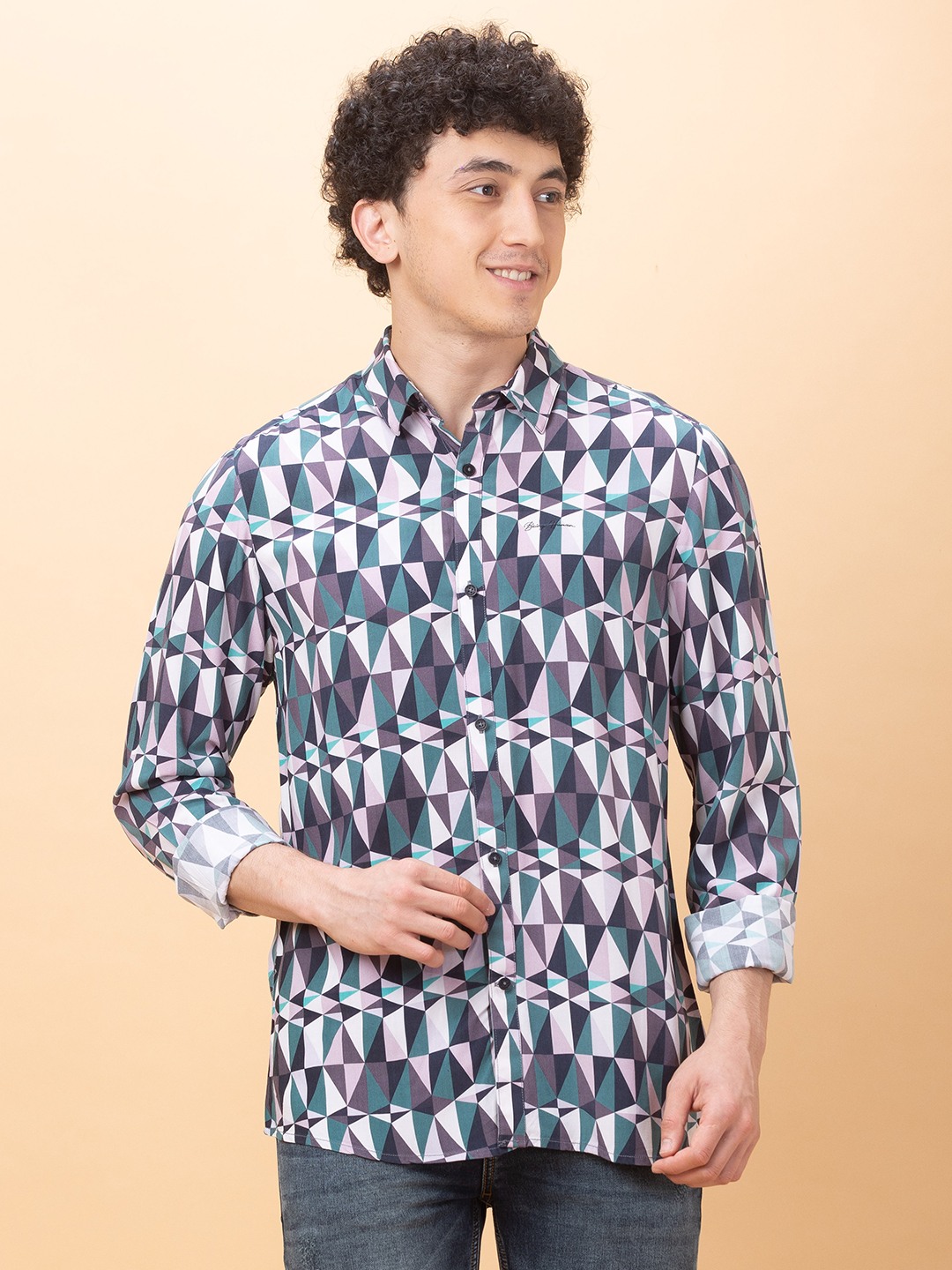 Being Human Mens-Top Shirts Deep Emerald Coffe