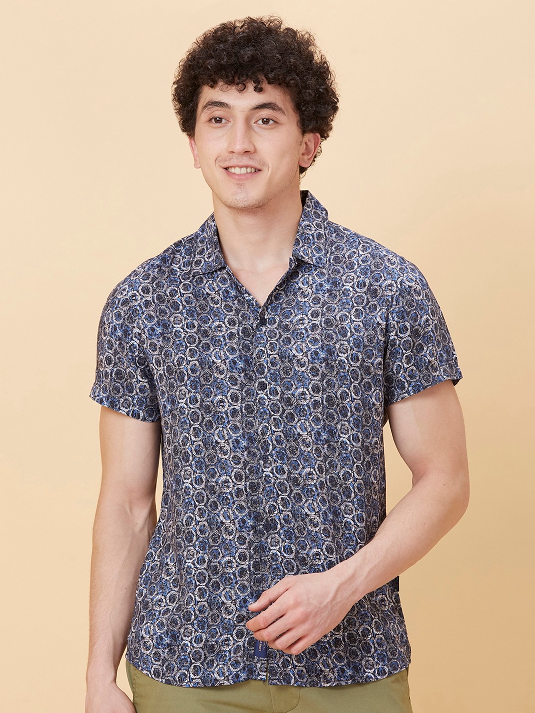 Being Human Men Slim Fit Shirts-White/Blue