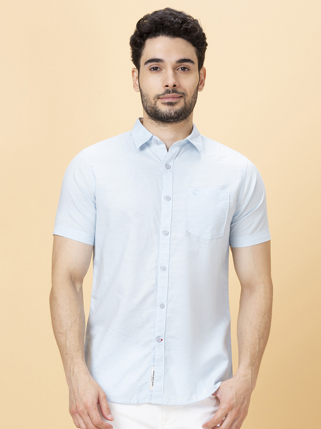 Being Human Men Slim Fit Shirts-Sky