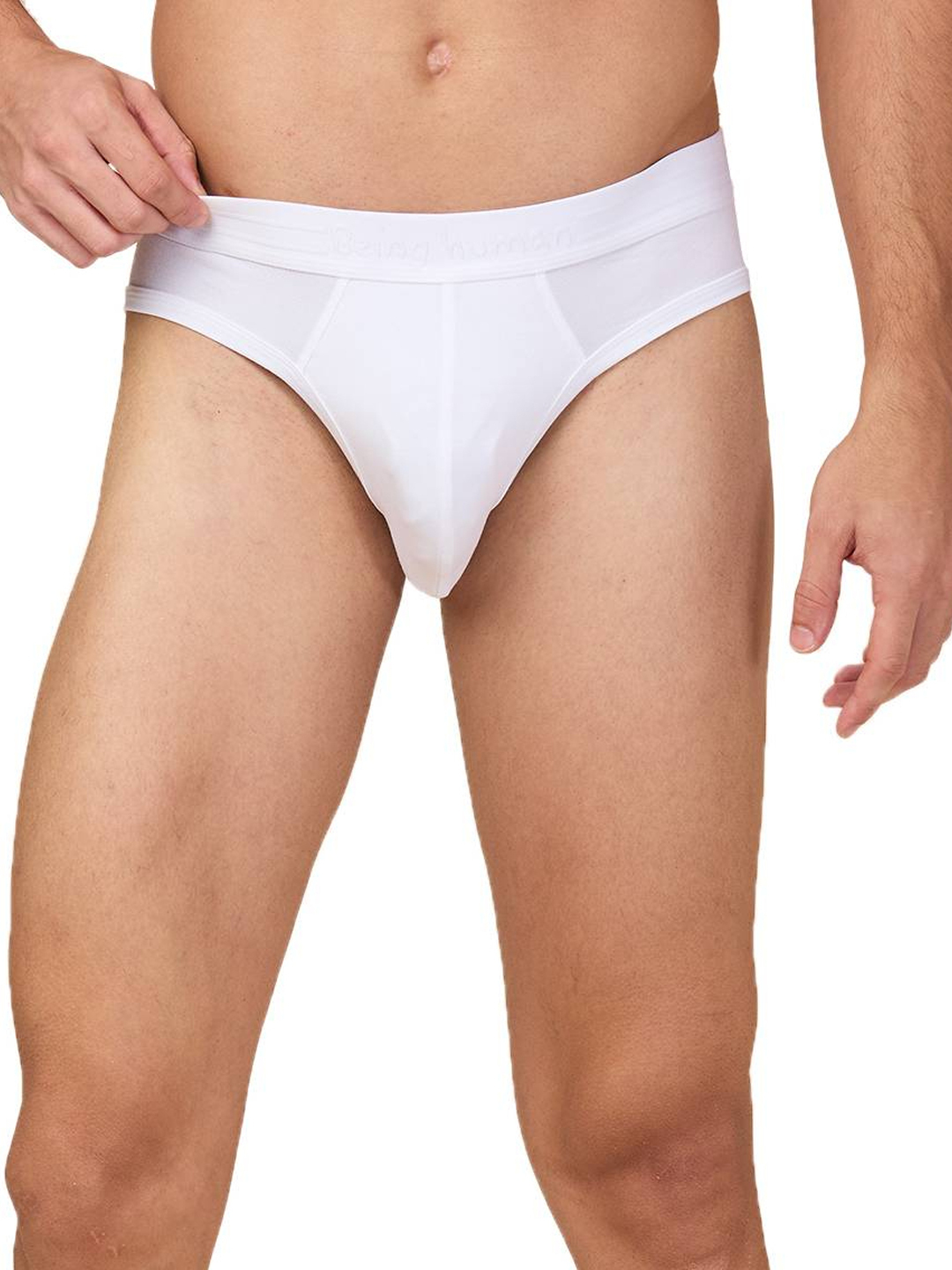 Being Human Men's White Mid Rise Brief Underwear