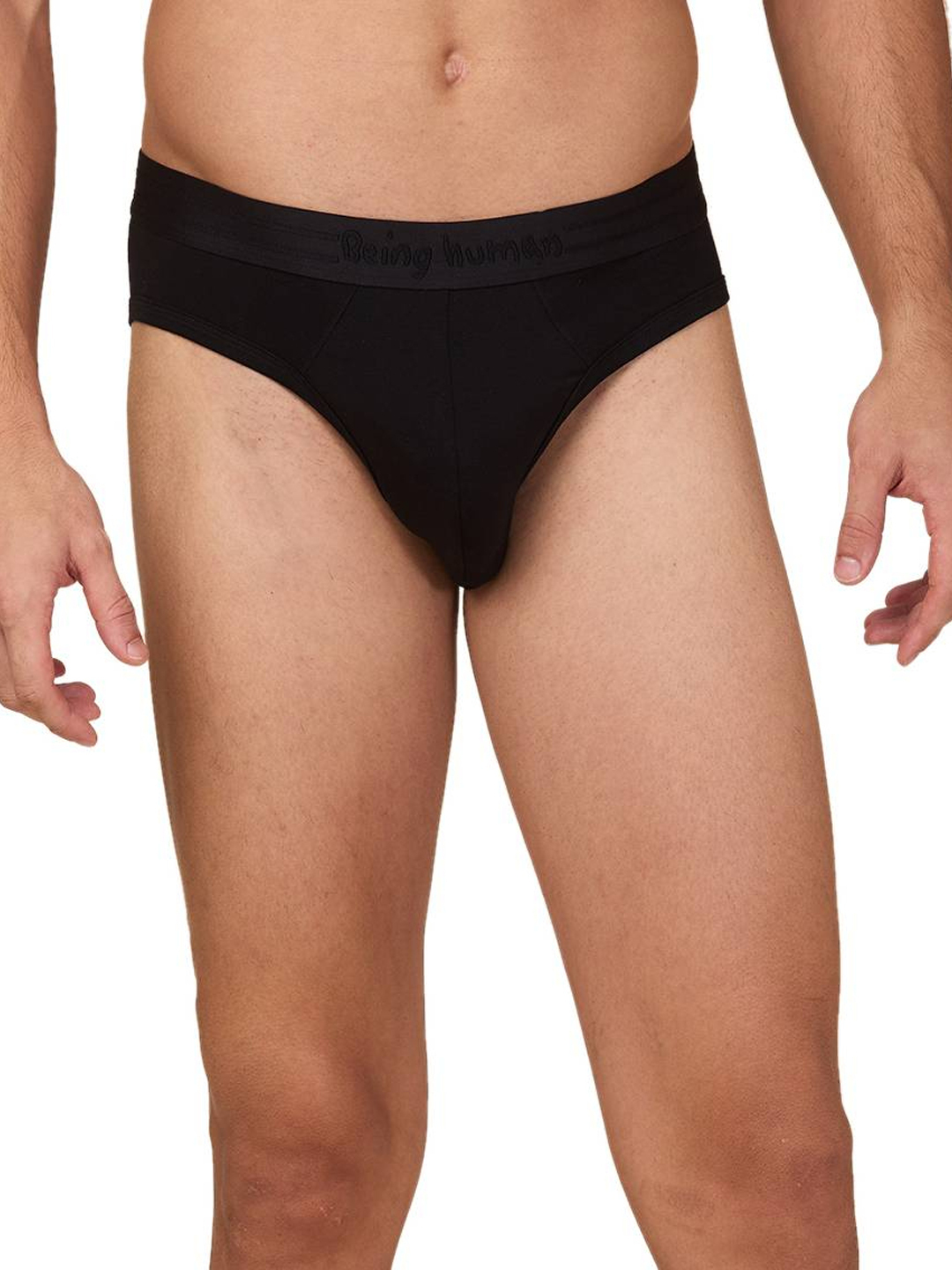 Being Human Men's Black Mid Rise Brief Underwear