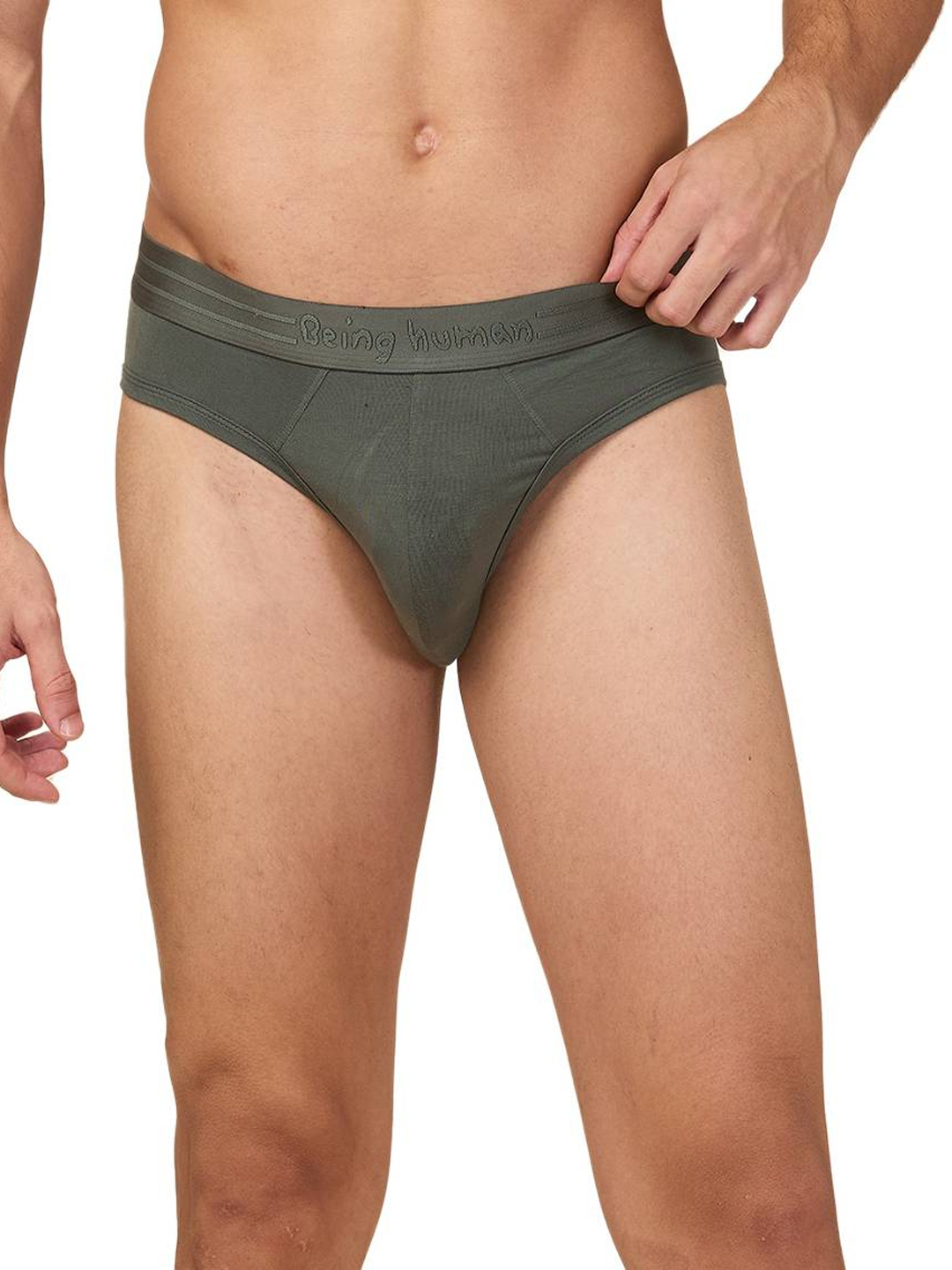 Being Human Men's Olive Mid Rise Brief Underwear