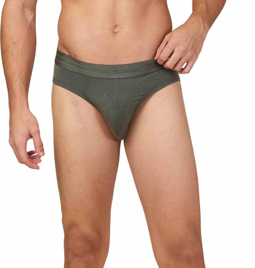 Being Human Men's Olive Mid Rise Brief Underwear