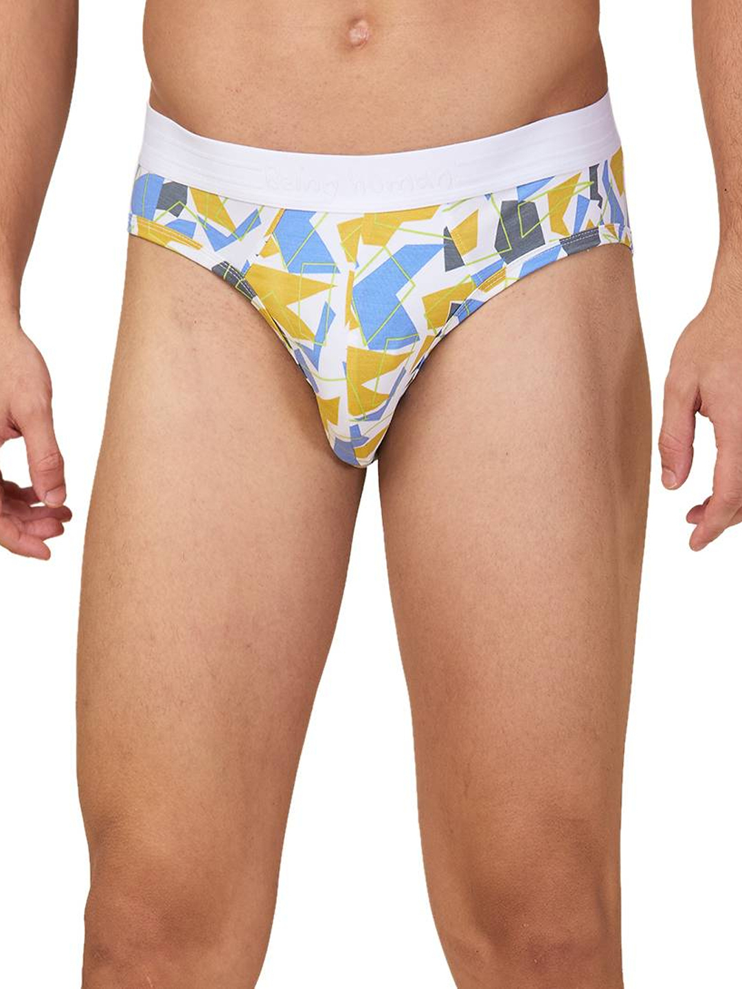 Being Human Men's White Prt Mid Rise Brief Underwear