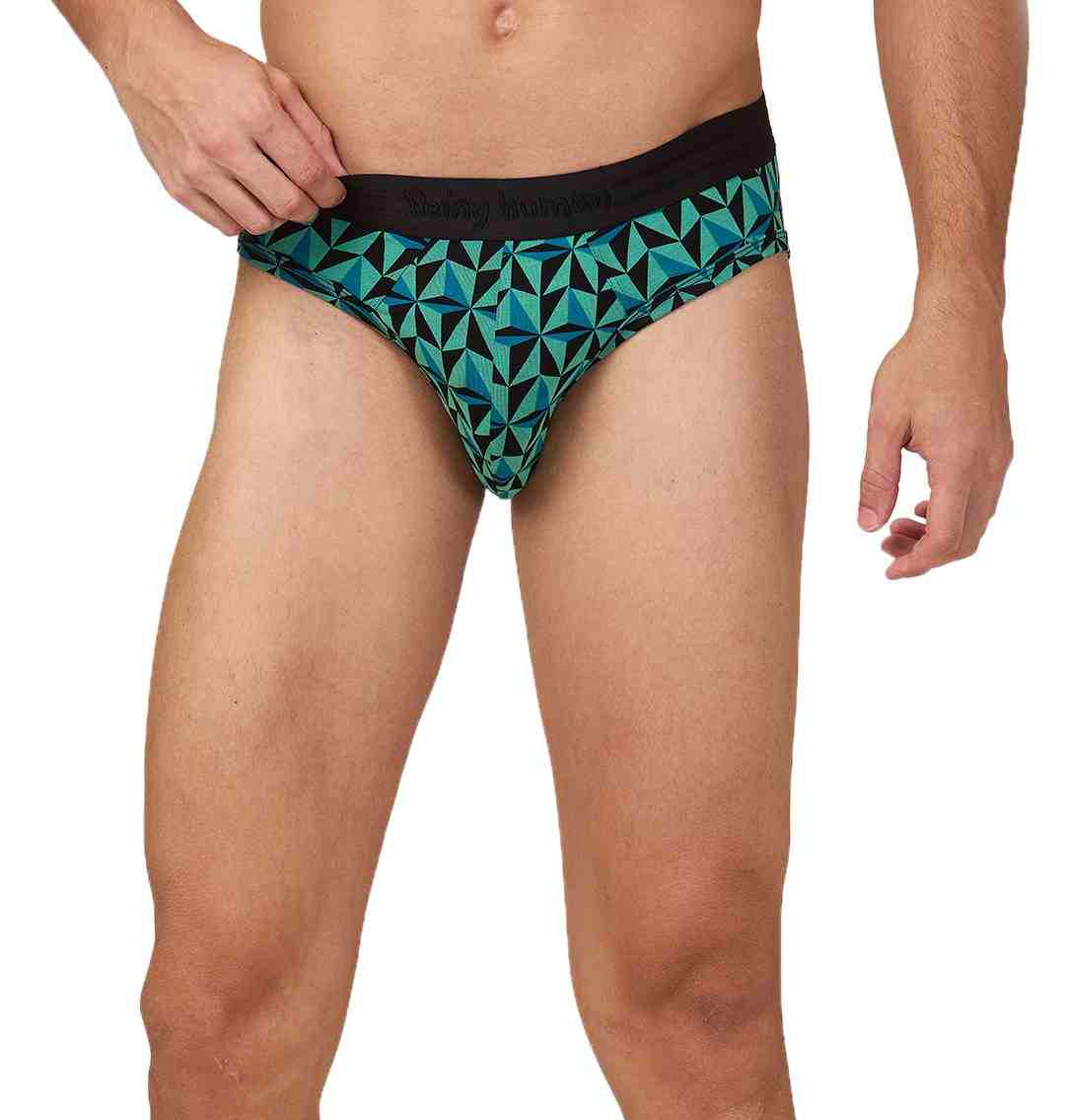 Being Human Men's Black Prt Mid Rise Brief Underwear
