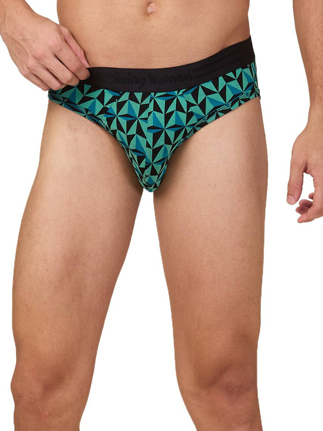 Being Human Men's Black Prt Mid Rise Brief Underwear