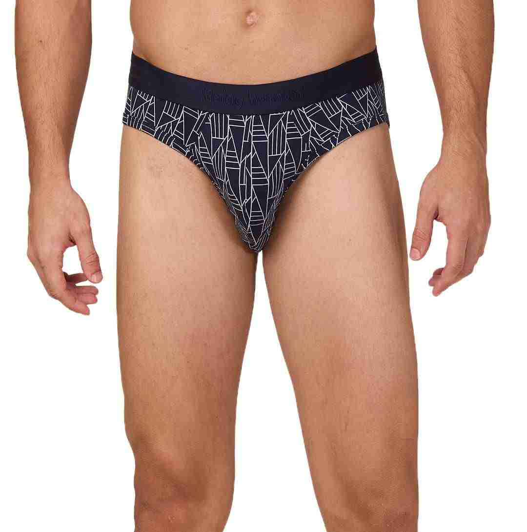 Being Human Men's Navy Prt Mid Rise Brief Underwear