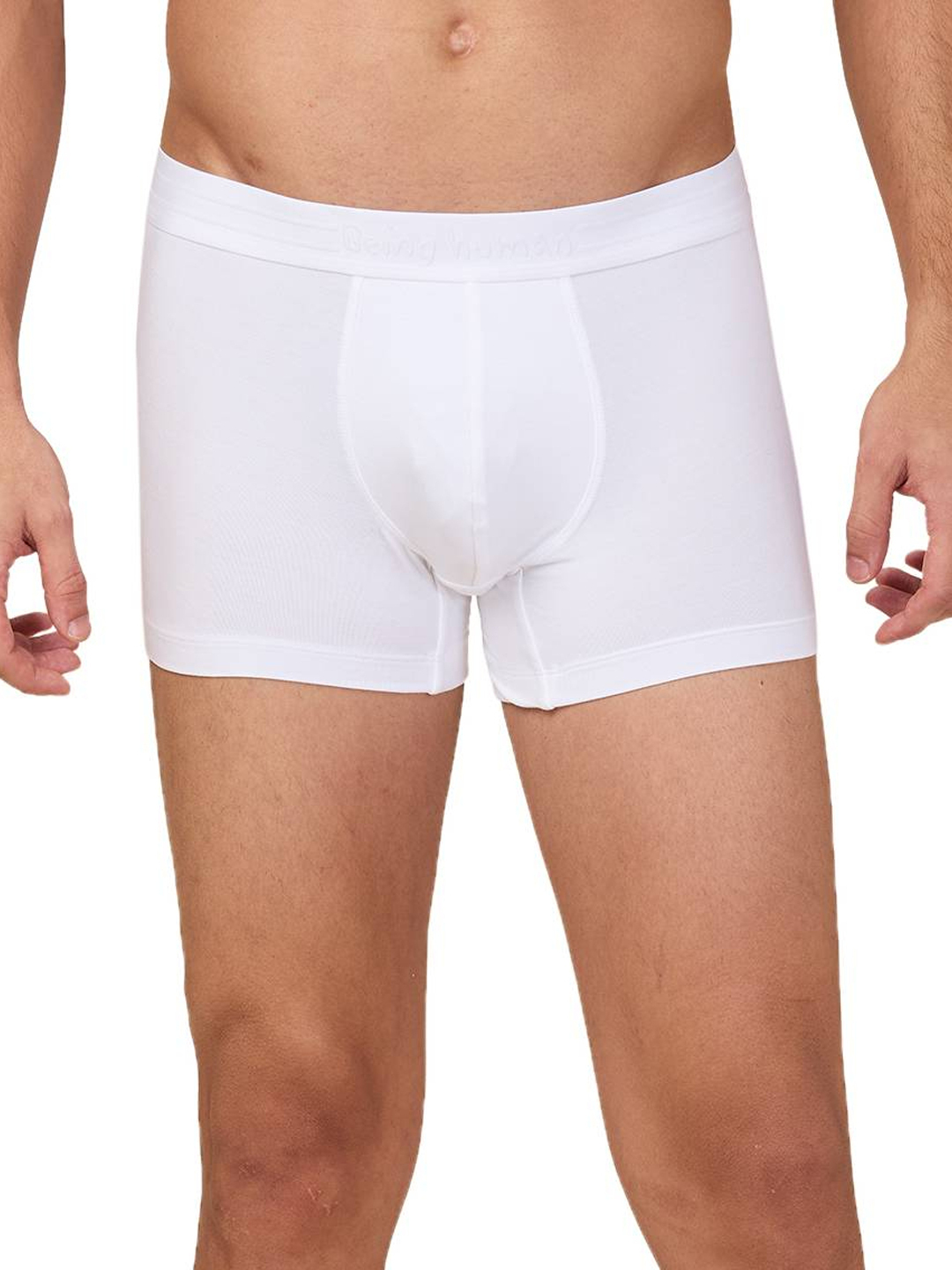 Being Human Men's White Mid Rise Trunk Underwear
