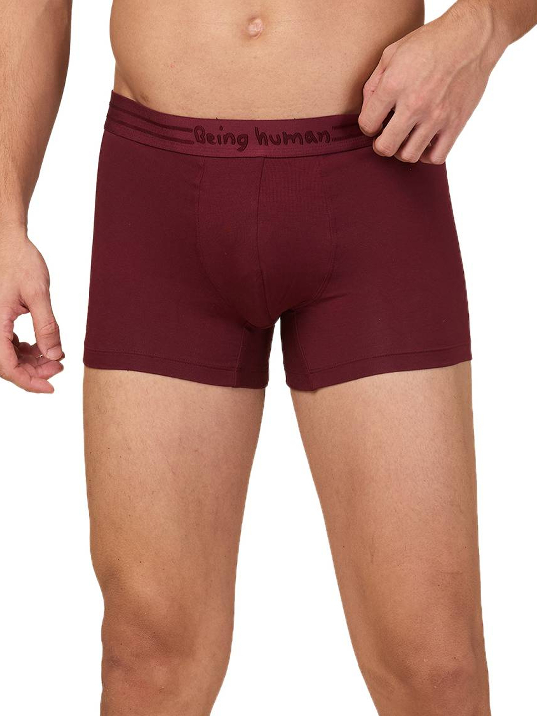 Being Human Men's Wine Mid Rise Trunk Underwear