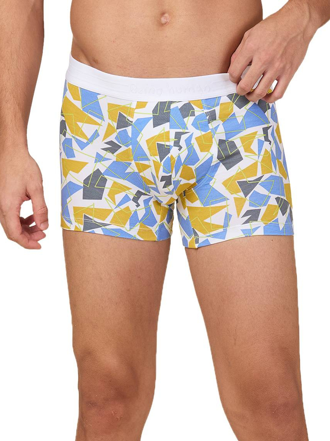 Being Human Men's White Prt Mid Rise Trunk Underwear