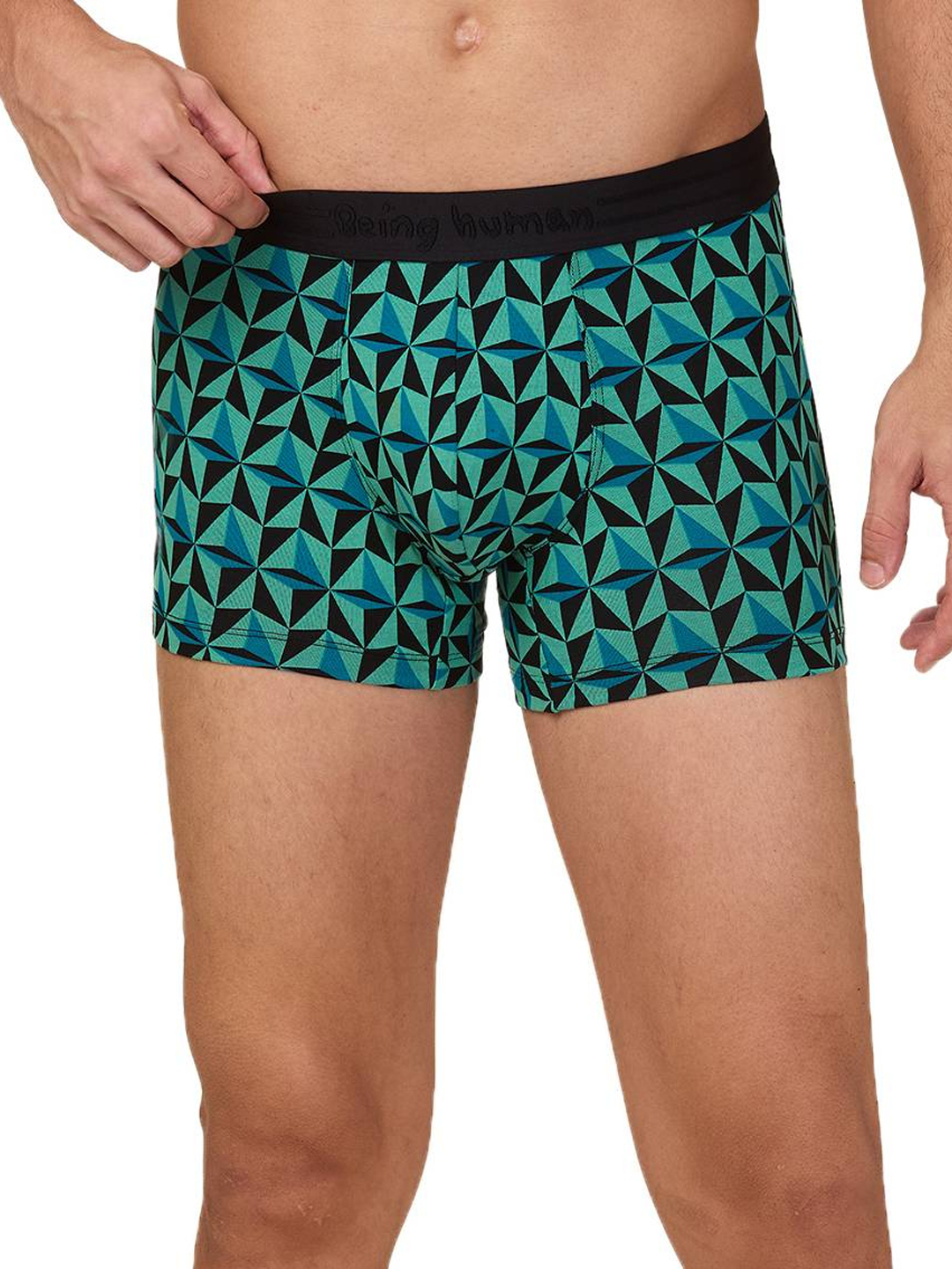 Being Human Men's Black Prt Mid Rise Trunk Underwear