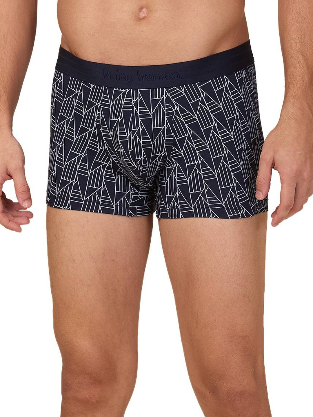 Being Human Men's Navy Prt Mid Rise Trunk Underwear