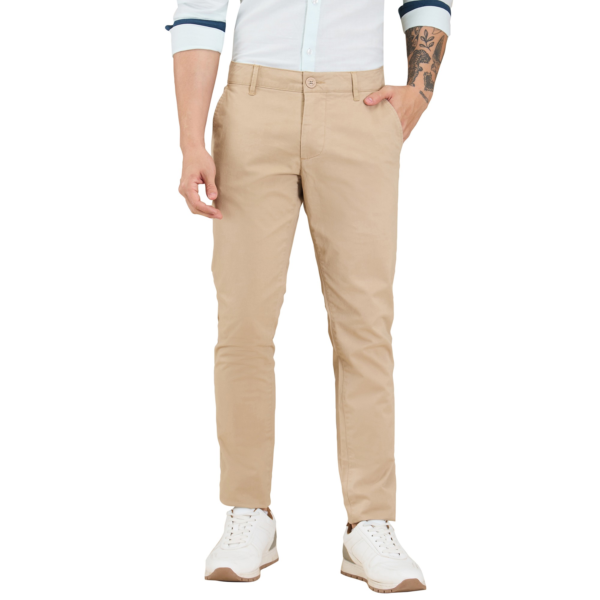 Being Human Men Beige Solid Trouser