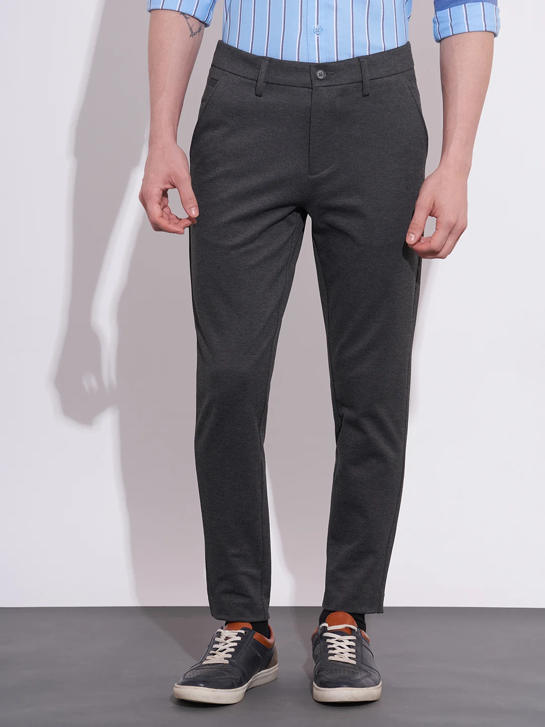 Being Human Mens Dark Grey Slim Fit Chinos