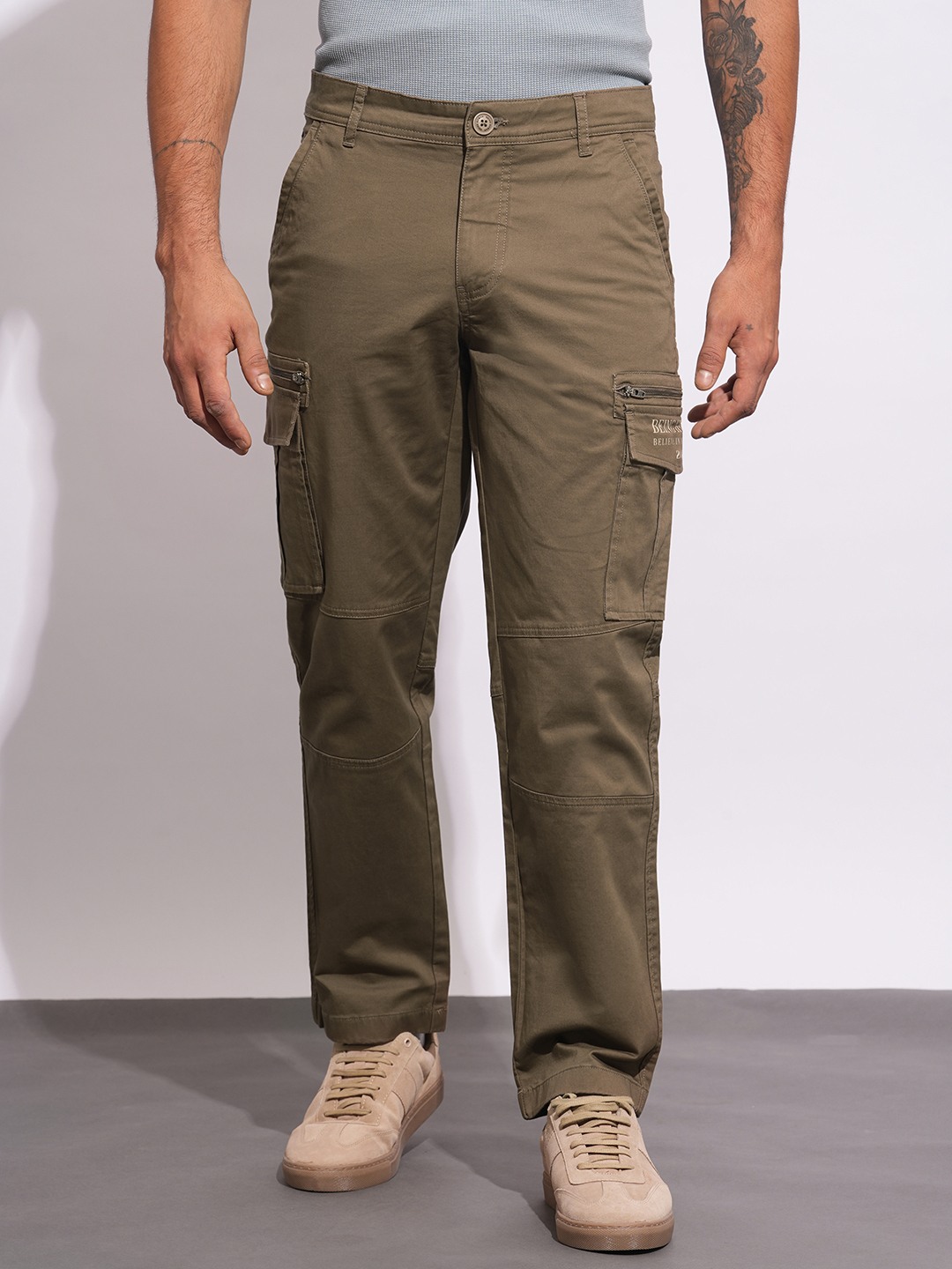 Being Human Men Brown Solid Cargo