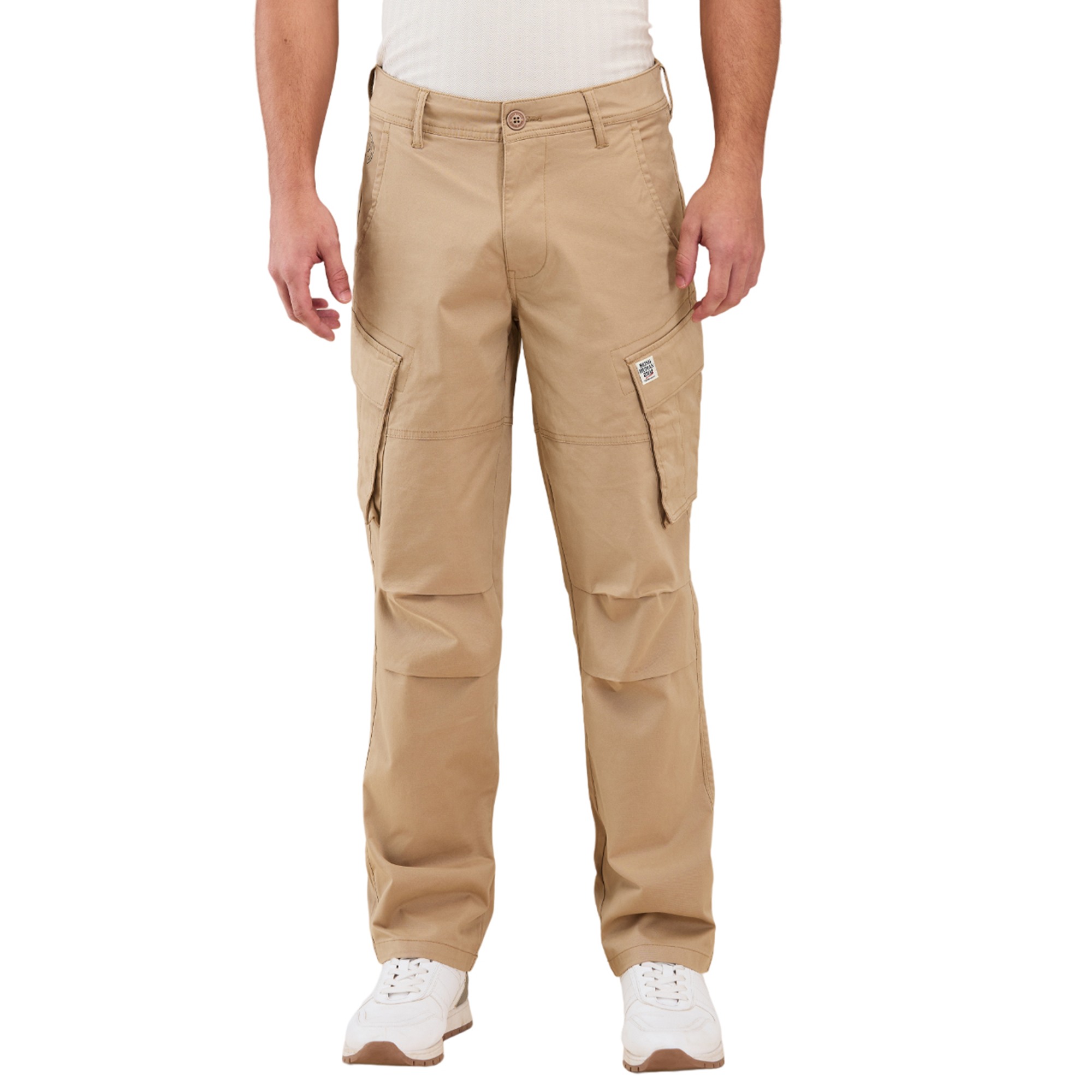 Being Human Men Beige Solid Cargo