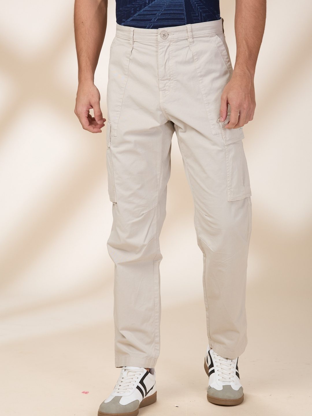 Being Human Men White Solid Cargo