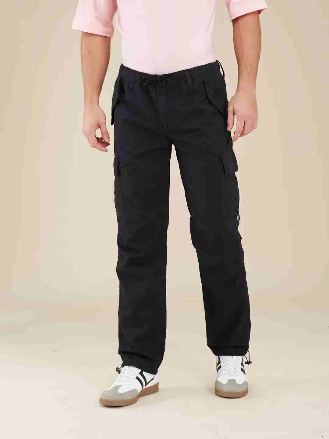 Being Human Men Black Solid Cargo